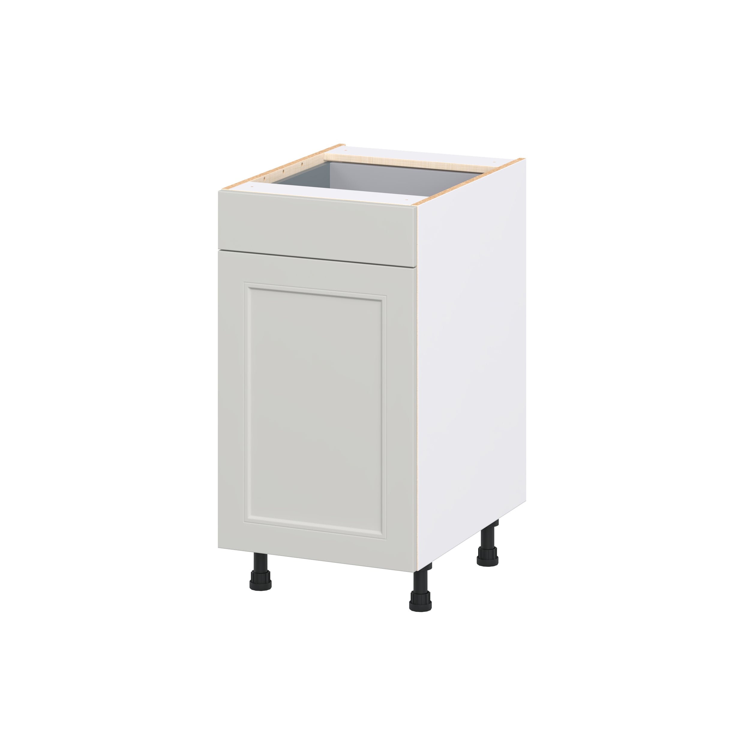 Hugo&Borg DSB18(L/R)-BE Belcourt 18-in W x 34.5-in H x 24.5-in D Painted Light Gray Base Fully assembled Cabinet Recessed Panel Shaker