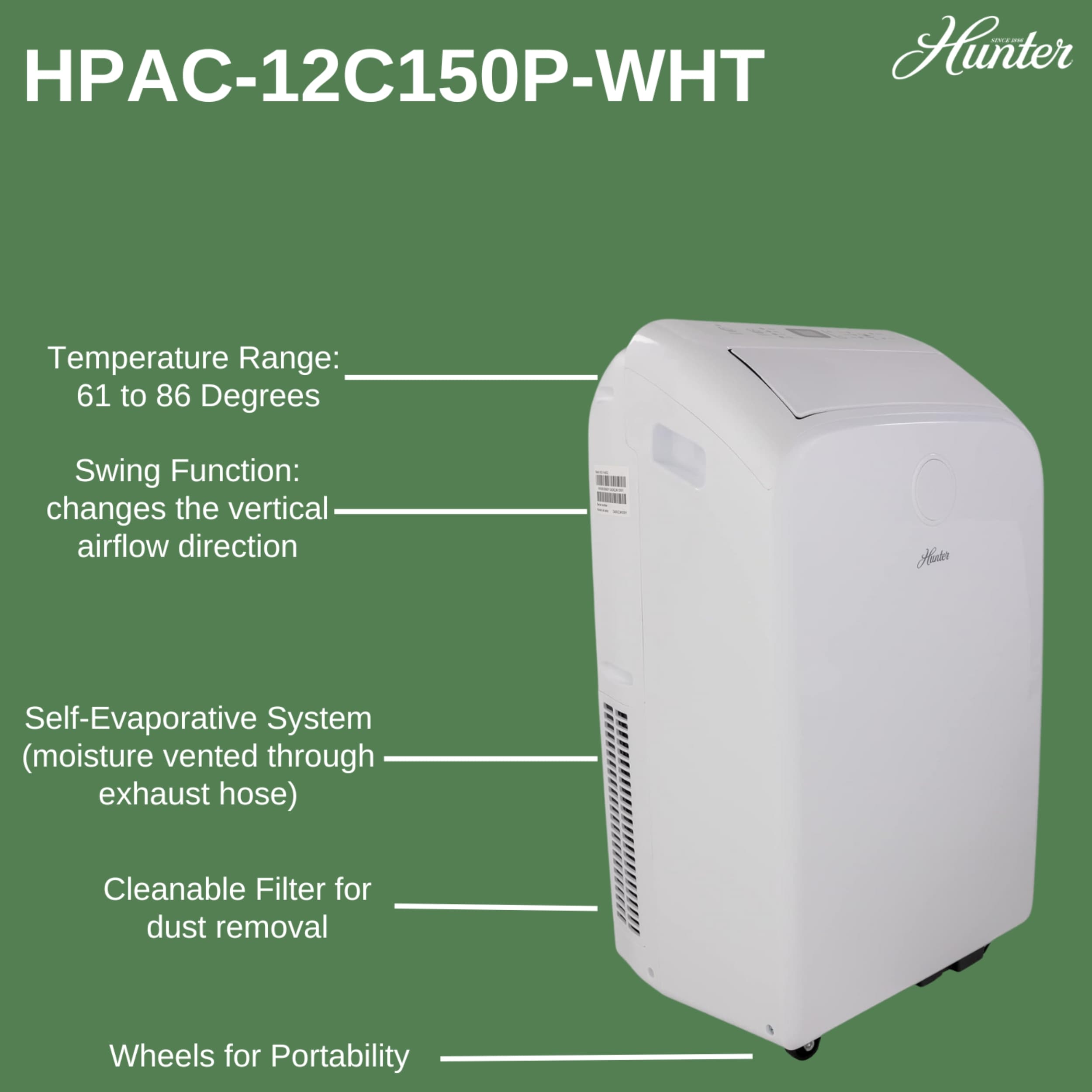 Hunter HPAC-12C150P-GRA Portable-Air-Conditioners - View #2