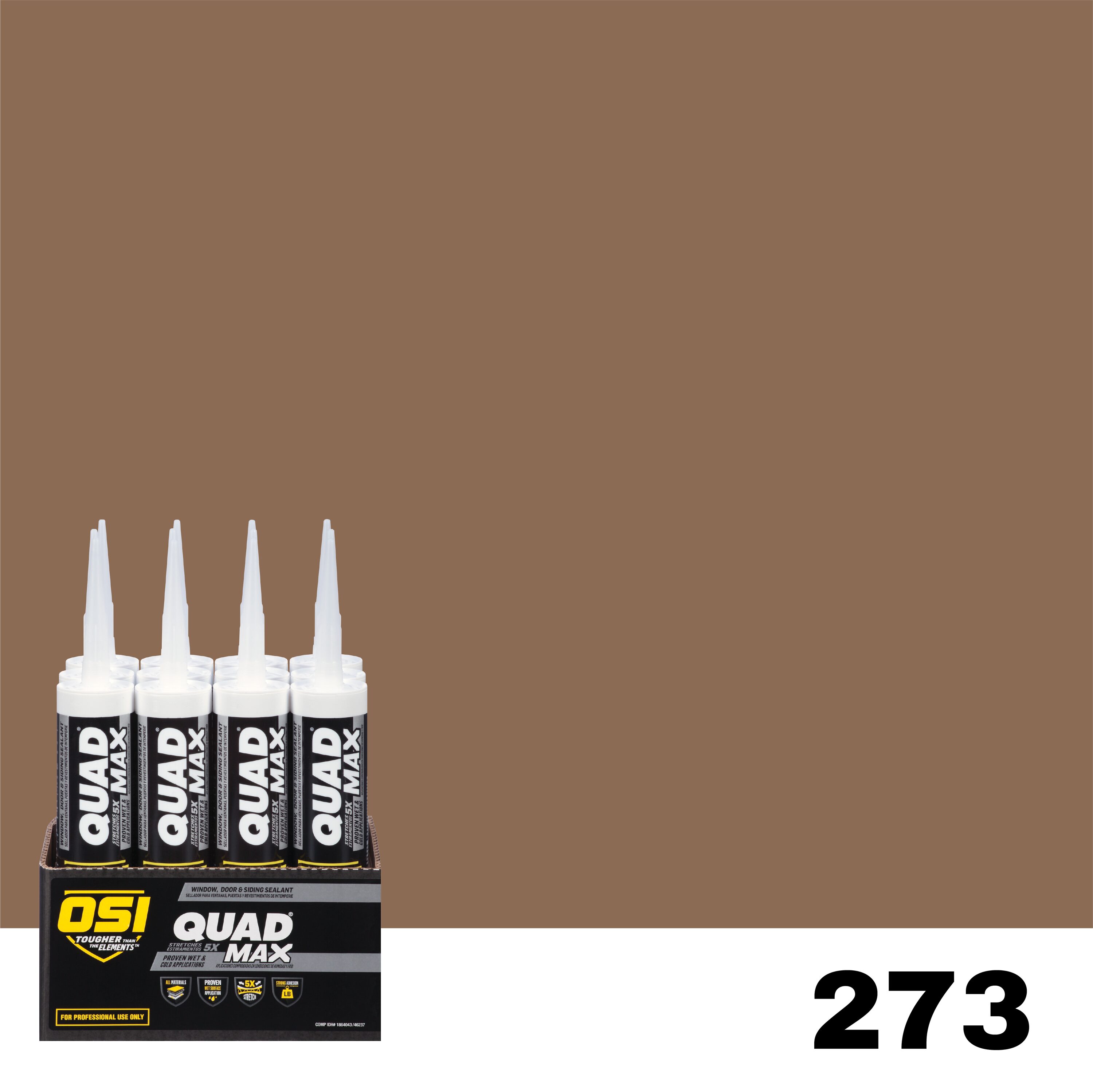 OSI 1868780 Quad Max 12 -Pack 9.5-oz Window door Brown 273 Paintable Advanced Sealant Caulk