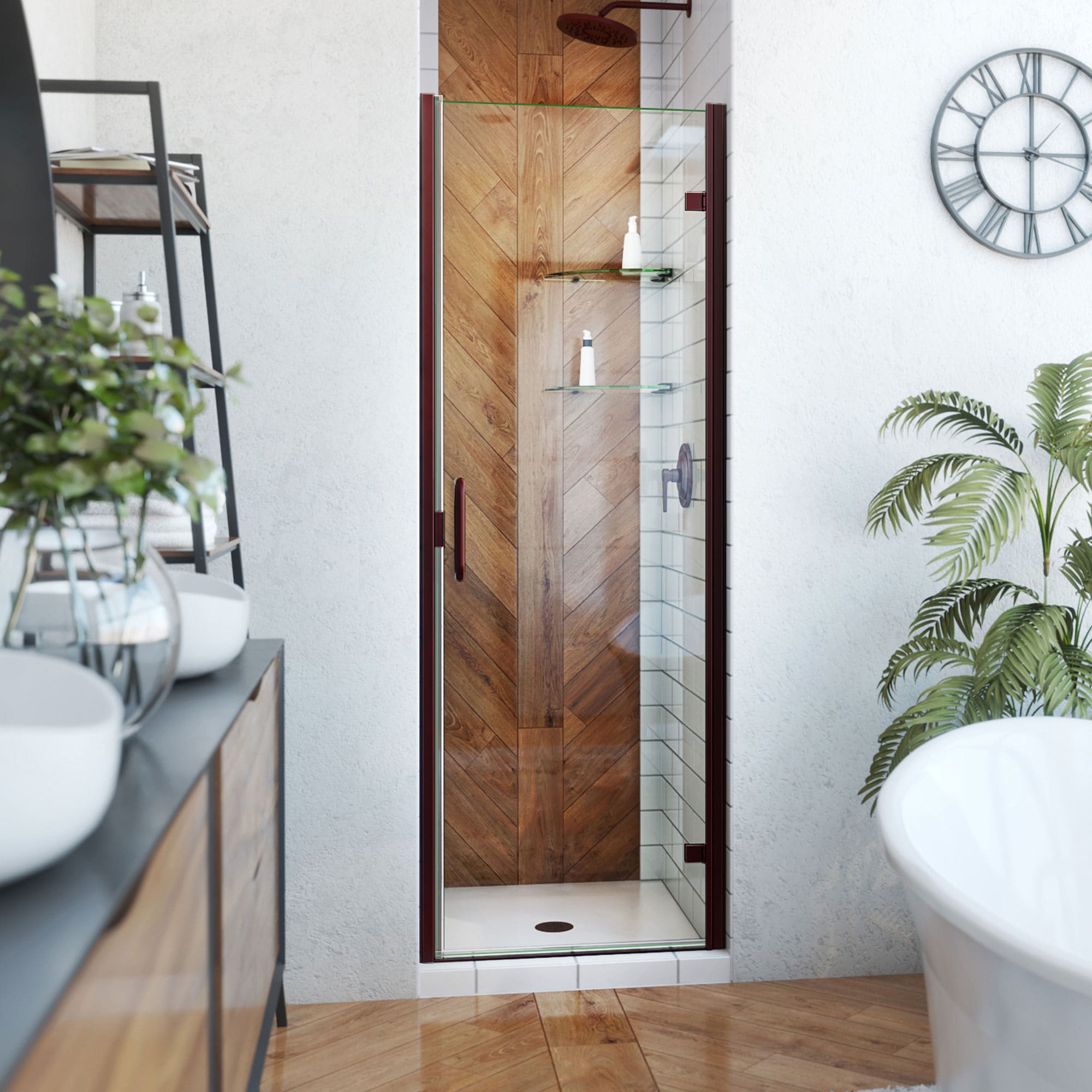 DreamLine SDA224W720VMX06 Alliance Swing Oil Rubbed Bronze 24-in to 25-in W x 72.625-in H Semi-frameless Hinged Shower Door 1/4-in Thick Clear Glass