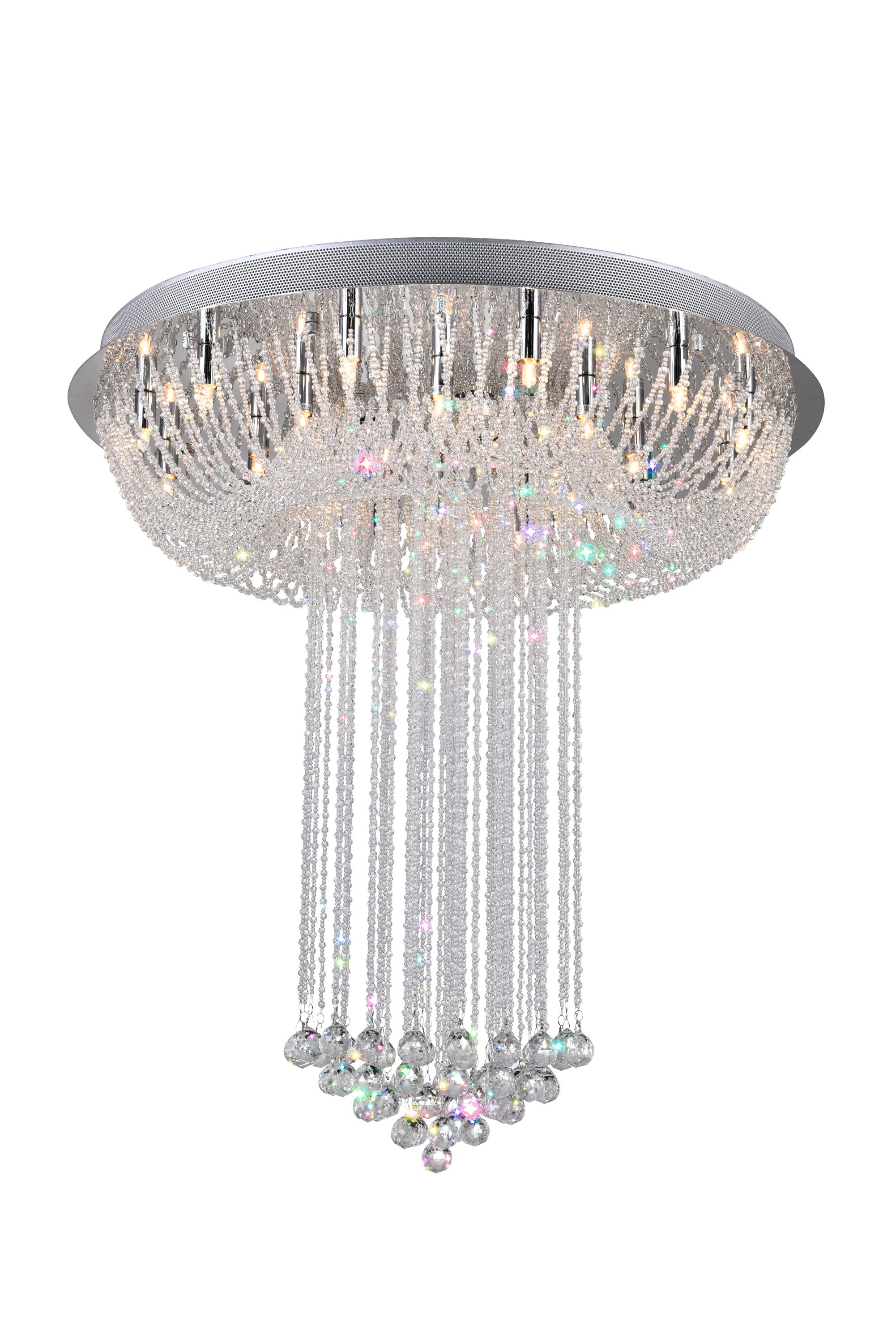 CWI Lighting 6615C32C Waterfall 23-Light Chrome Flush Mount Light
