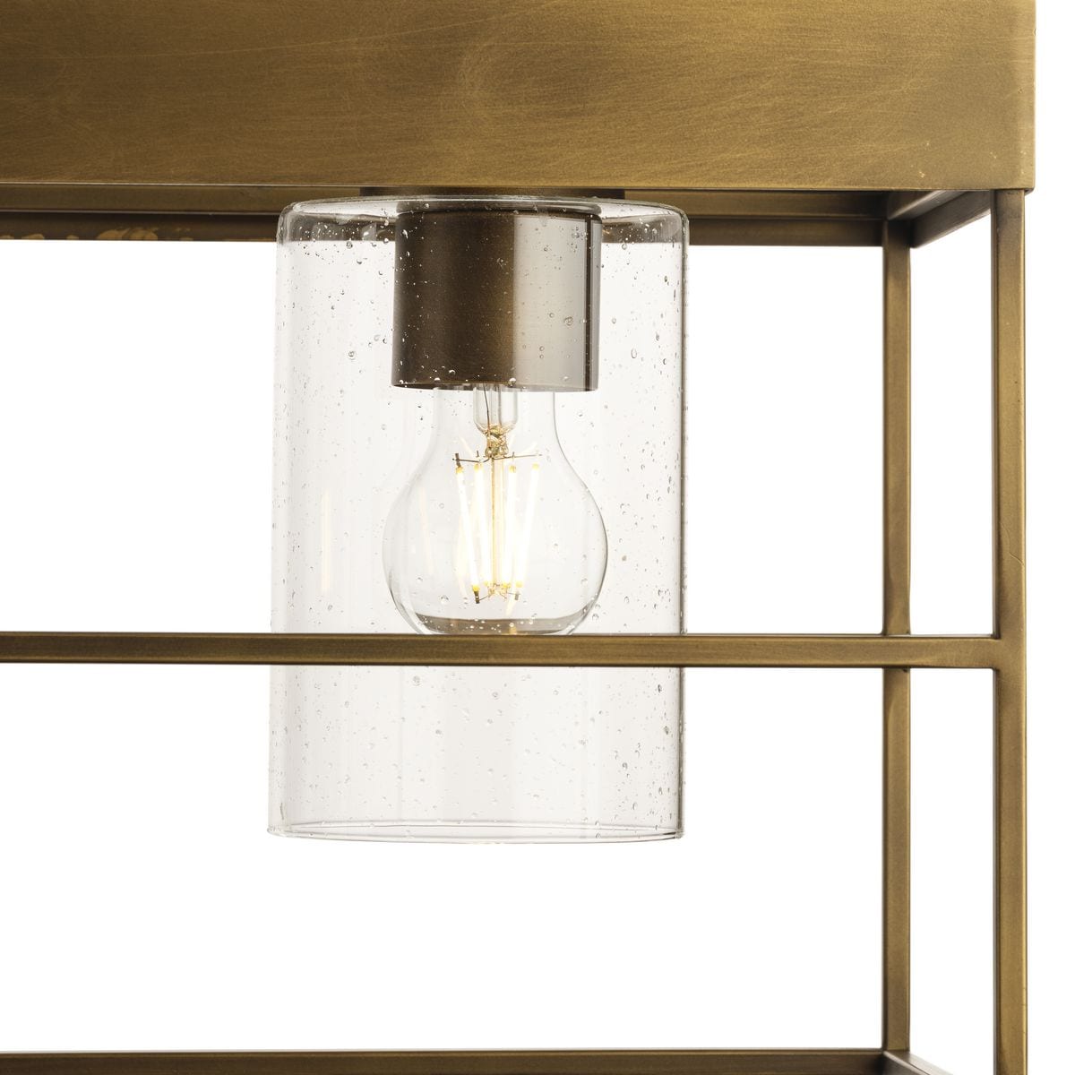 Burgess Aged Bronze 44'' Modern Farmhouse Island Light with Seeded Glass