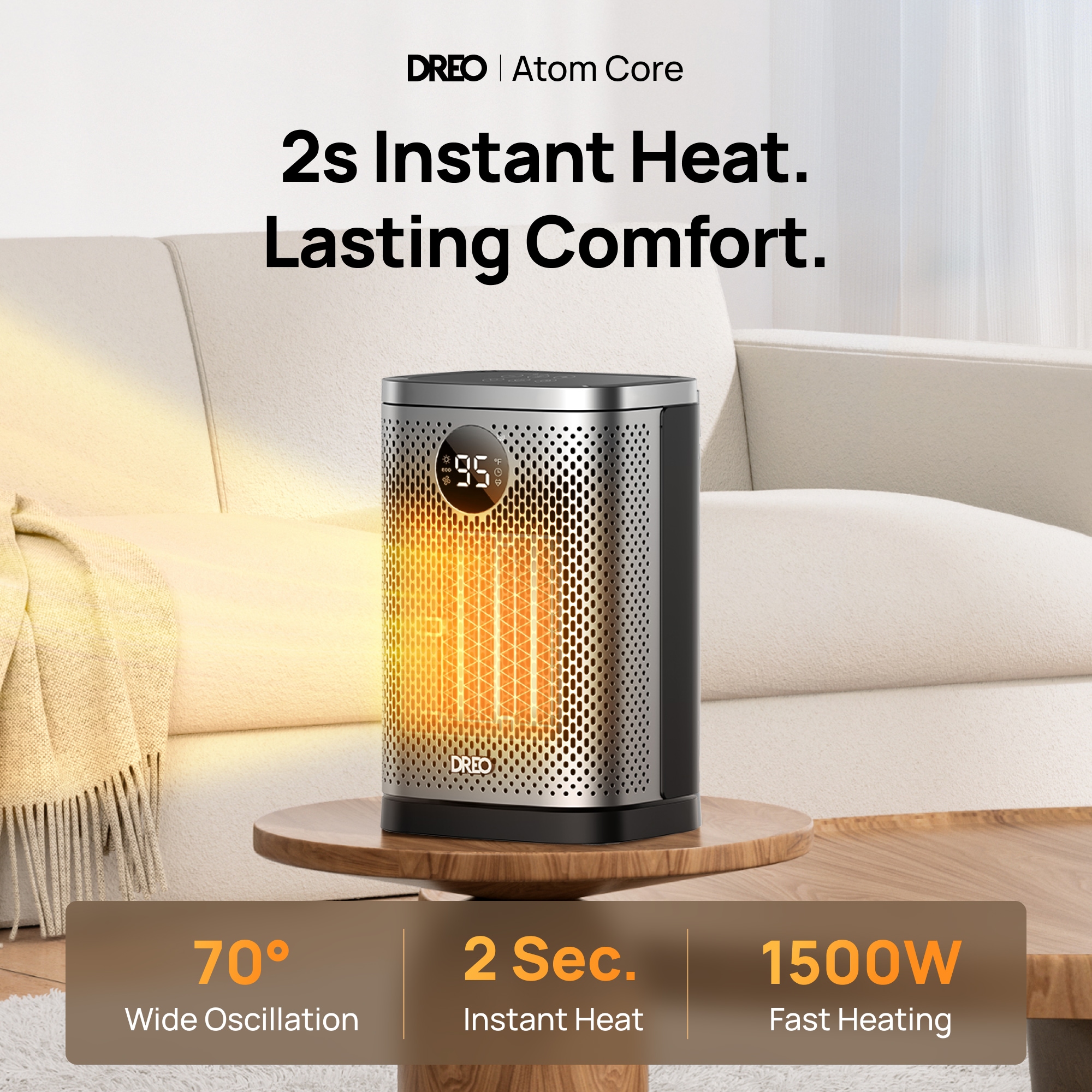 DREO 1500 -Watt Ceramic Compact personal Indoor Electric Space Heater ...