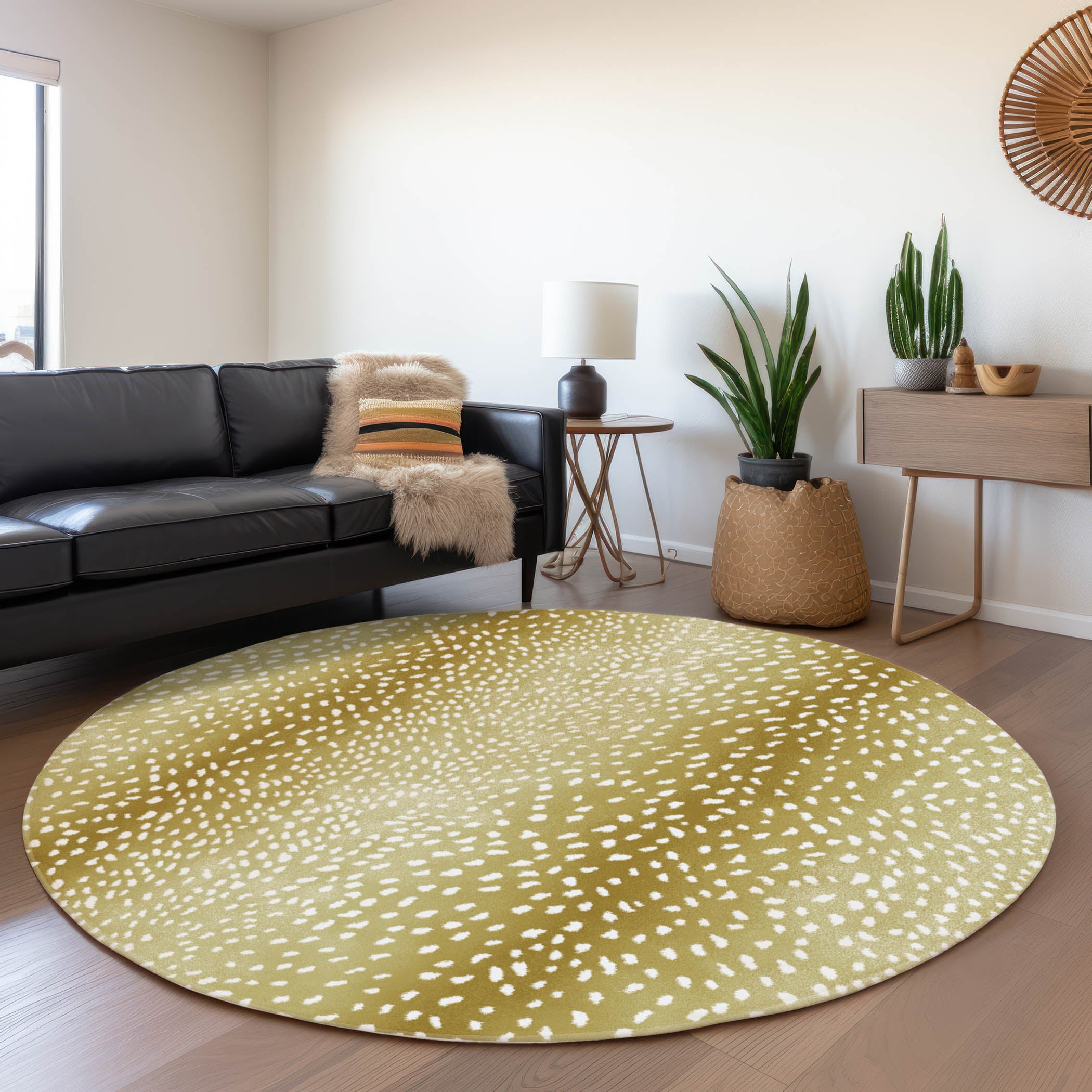 Addison Rugs AMF44GI8RO Mayfield AMF44GI 8 x 8 (ft) Loomed Polyester Gilded Round Indoor Abstract Machine washable Area rug