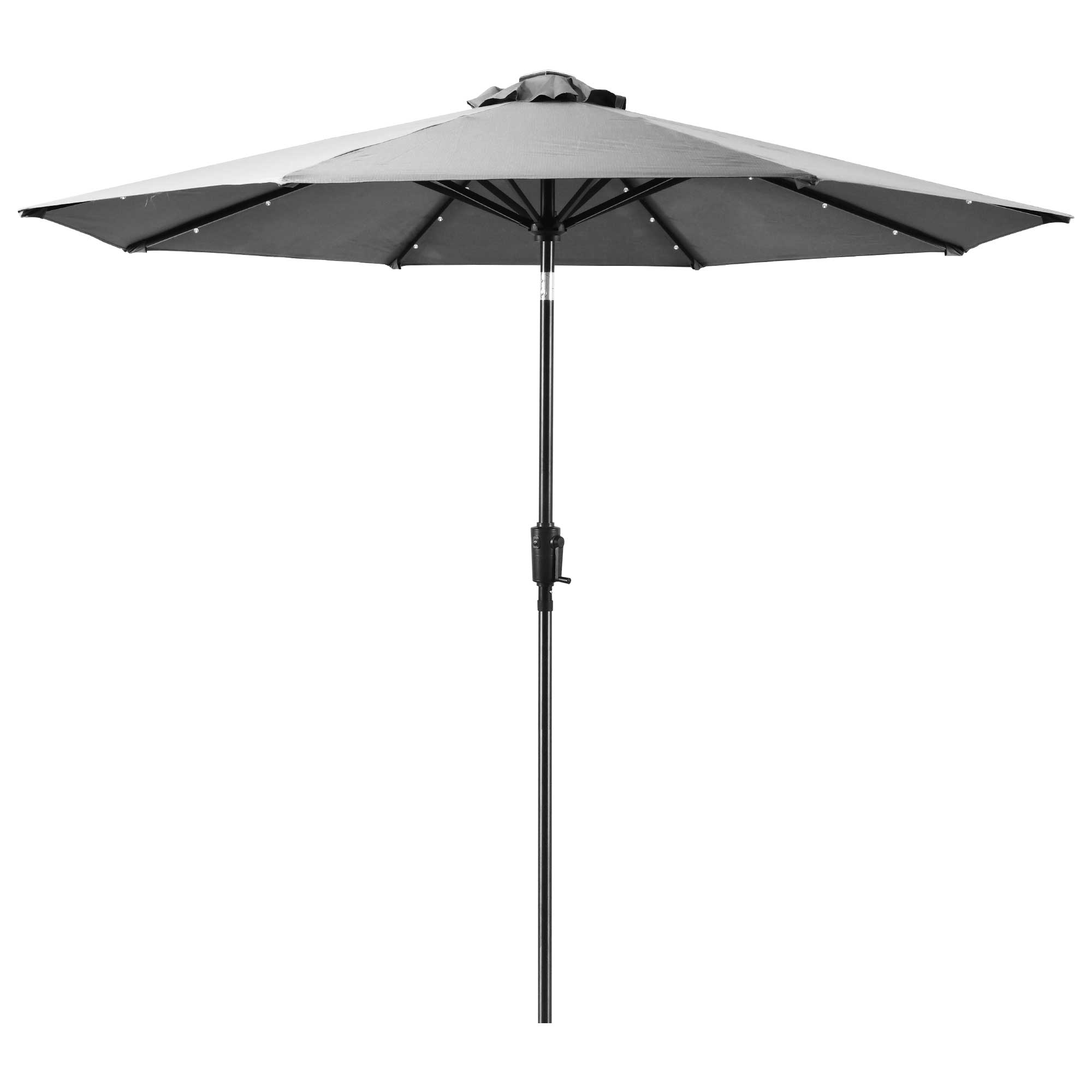 Sun-Ray 8L1022G 9-ft Aluminum Gray Market Patio Umbrella with Lights