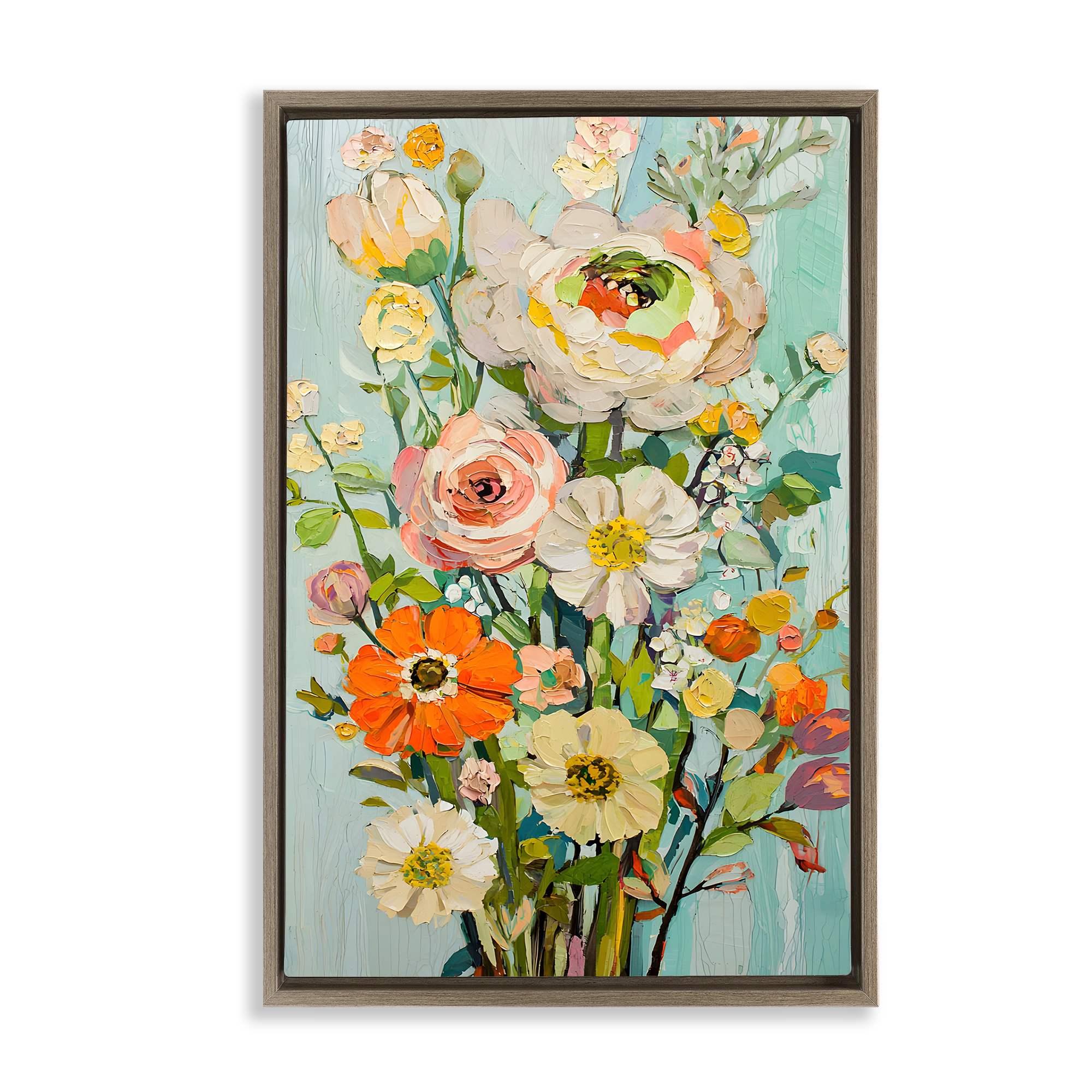 Stupell Industries BT-905-FFE-16X24 Flowers On A Whim Brown Framed Floater Canvas Wall Art By Franklyn Gregory 17 x 25
