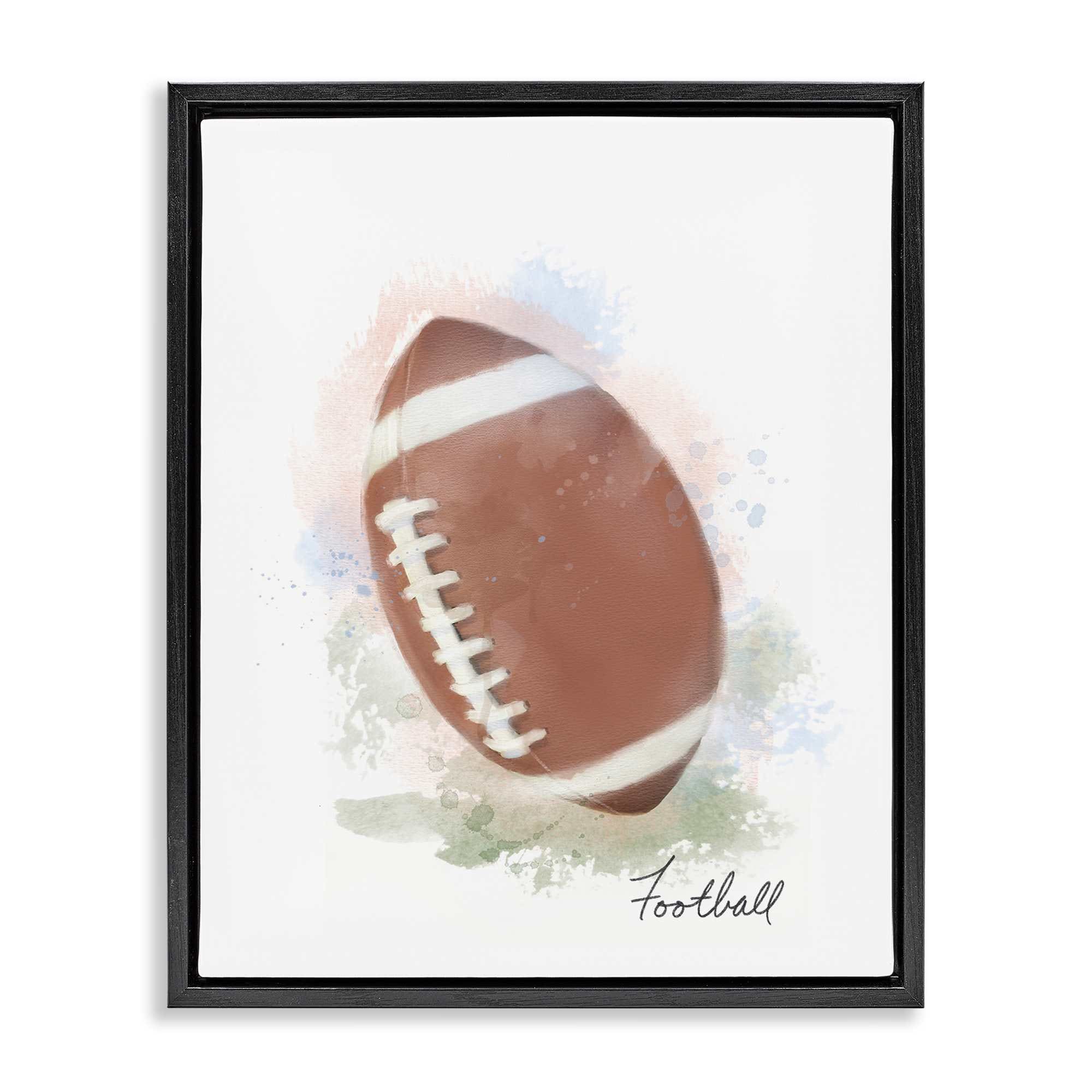 Stupell Industries BS-093-FFB-24X30 Soft Pastel Football Black Framed Floater Canvas Wall Art By Matthew Piotrowicz 25 x 31