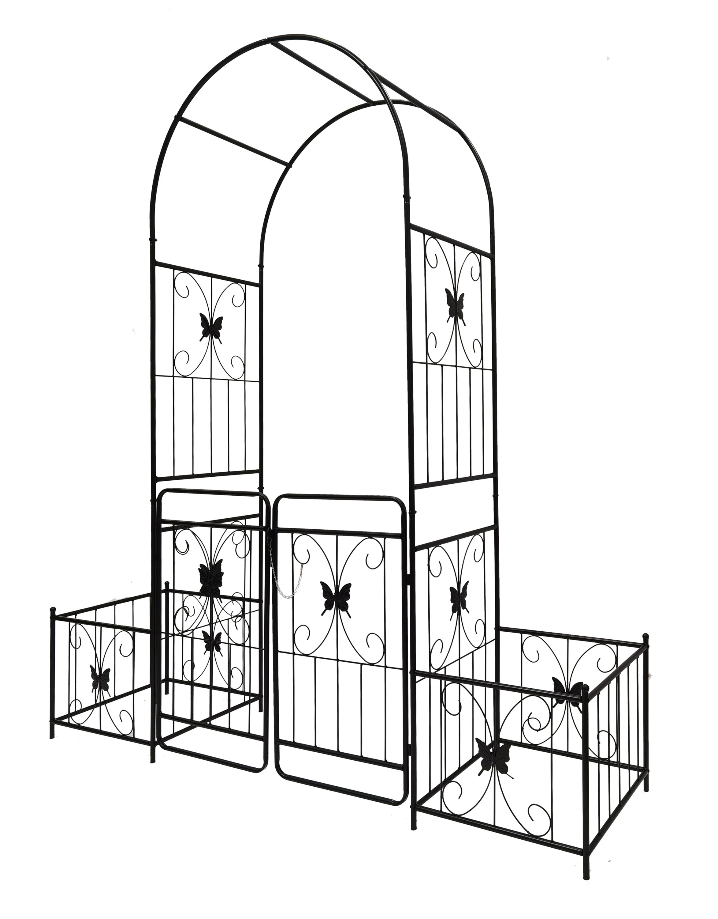 Runesay QCGATR-18 Garden Arch 6.63-ft W x 7.22-ft H Arched Black Steel Garden Arbor