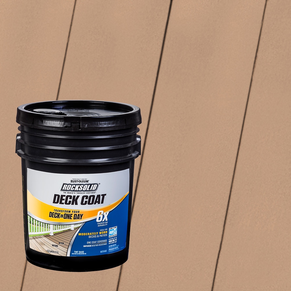Rust-Oleum 319679T RockSolid 6X Deck Coat Pre-Tinted Buckskin Solid Exterior Wood Stain and Sealer in One ( 5-gallon )
