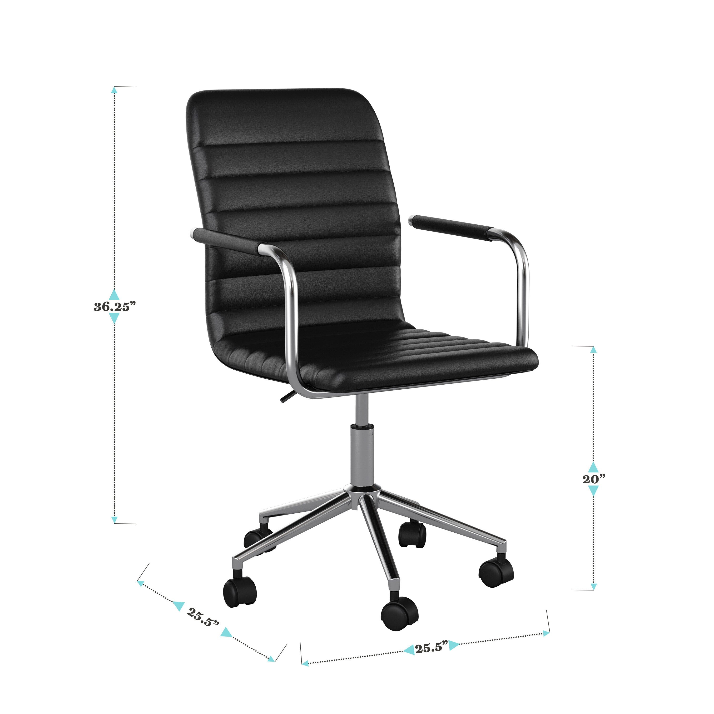 Black Faux Leather Executive Swivel Office Chair with Polished Nickel Frame