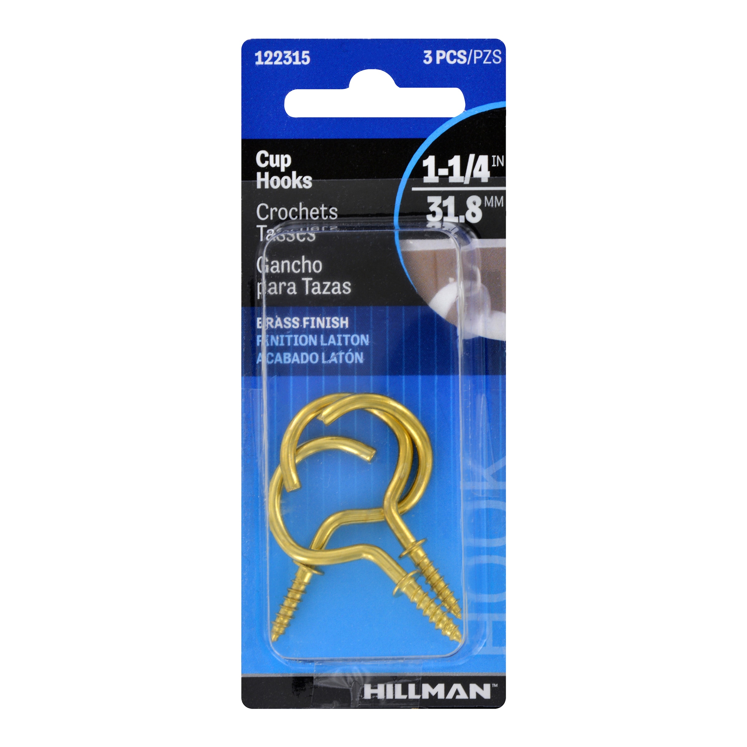 Hillman 2.25-in Black Steel Cup Hook (4-Pack) in the Hooks department at