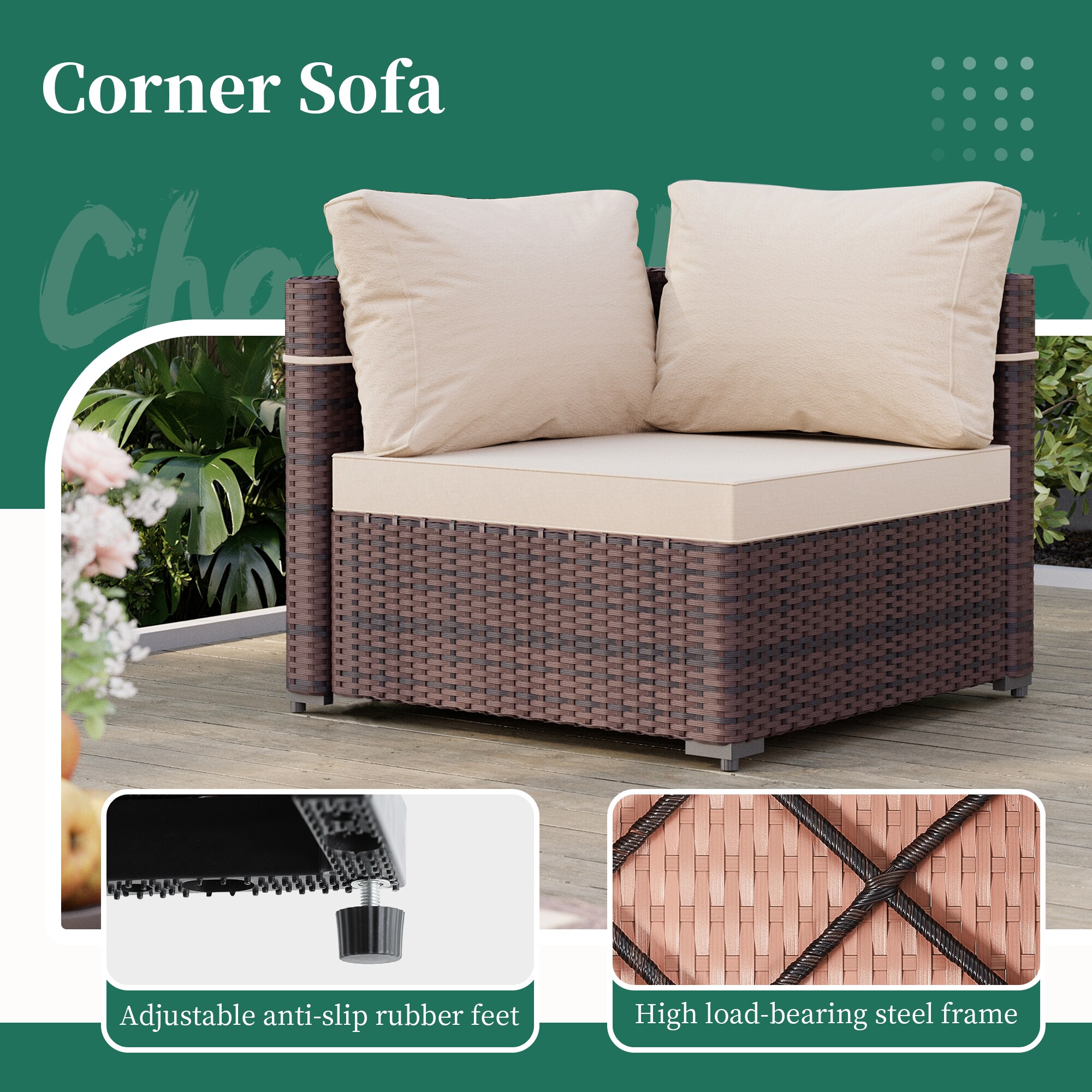 UPHA TBSF-AB43BR-BEIGE Patio-Conversation-Sets - View #7