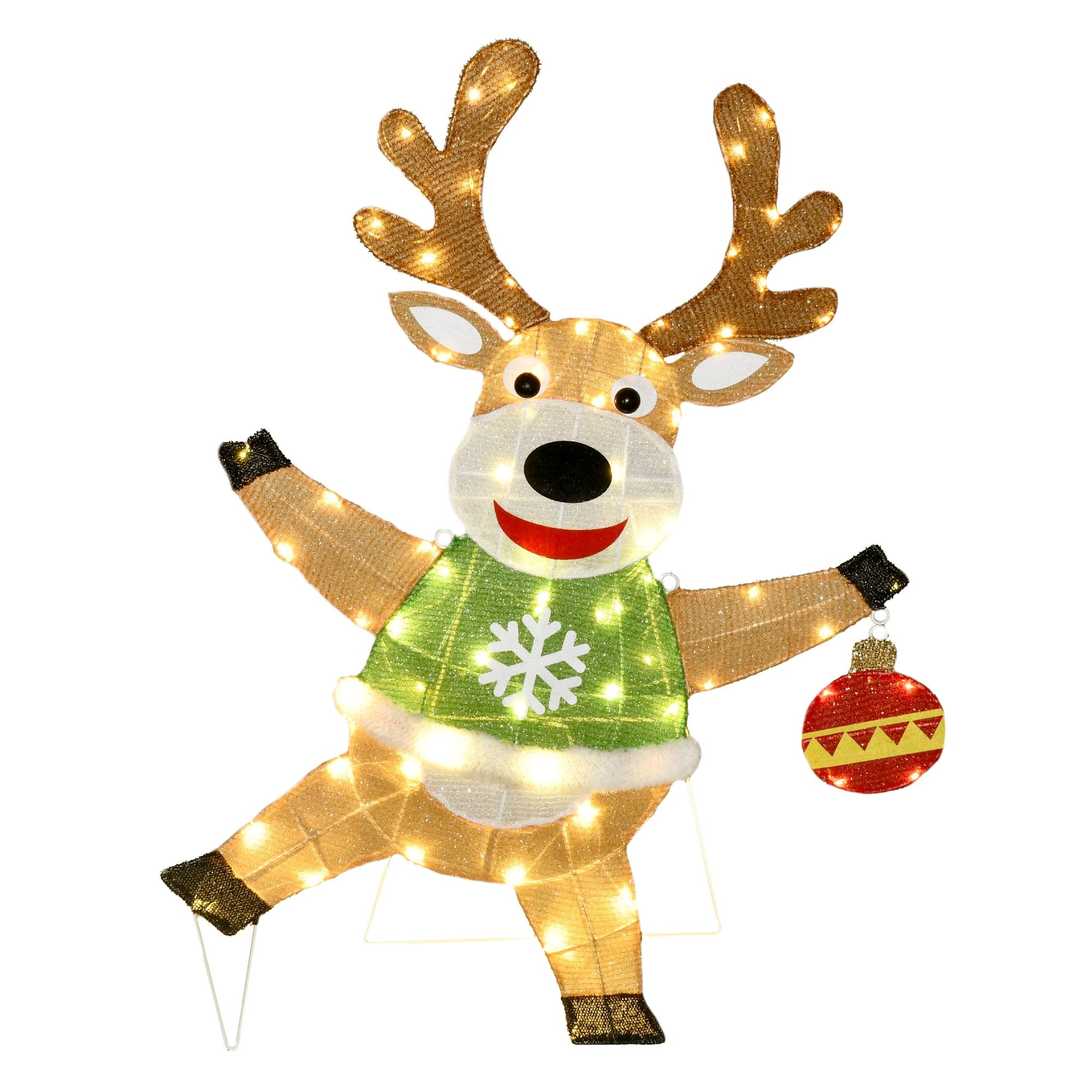 Fraser Hill Farm 32-in Light-Up LED Reindeer with Ornament Dcor
