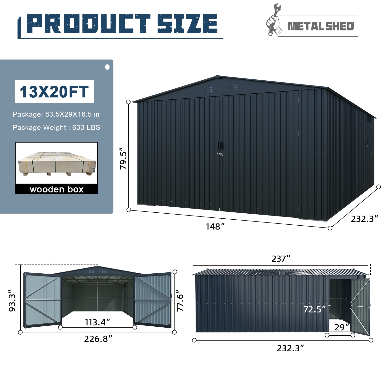 Xspracer ML-OS914WP Metal-Storage-Buildings-Sheds - View #2