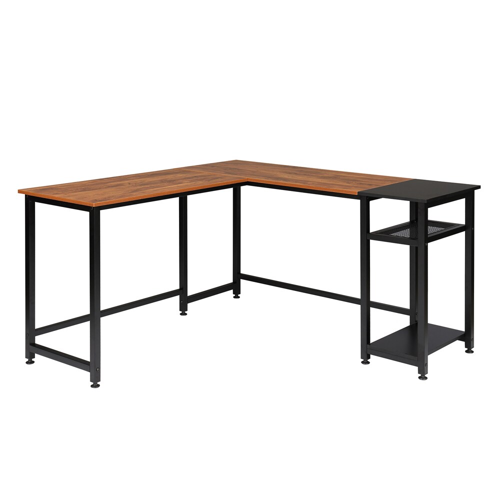 Winado 55.2-in Brown Traditional Pine L-shaped Desk at Lowes.com