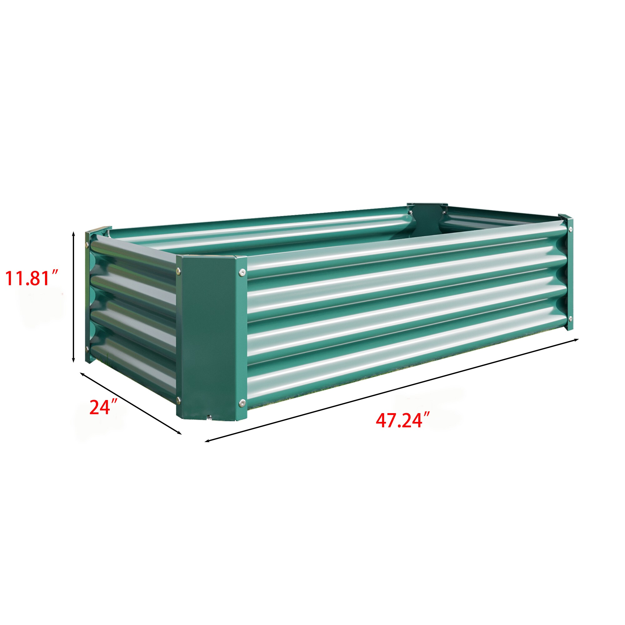 Gaierptone 24-in W x 47.24-in L x 11.81-in H Green Metal Raised Garden ...