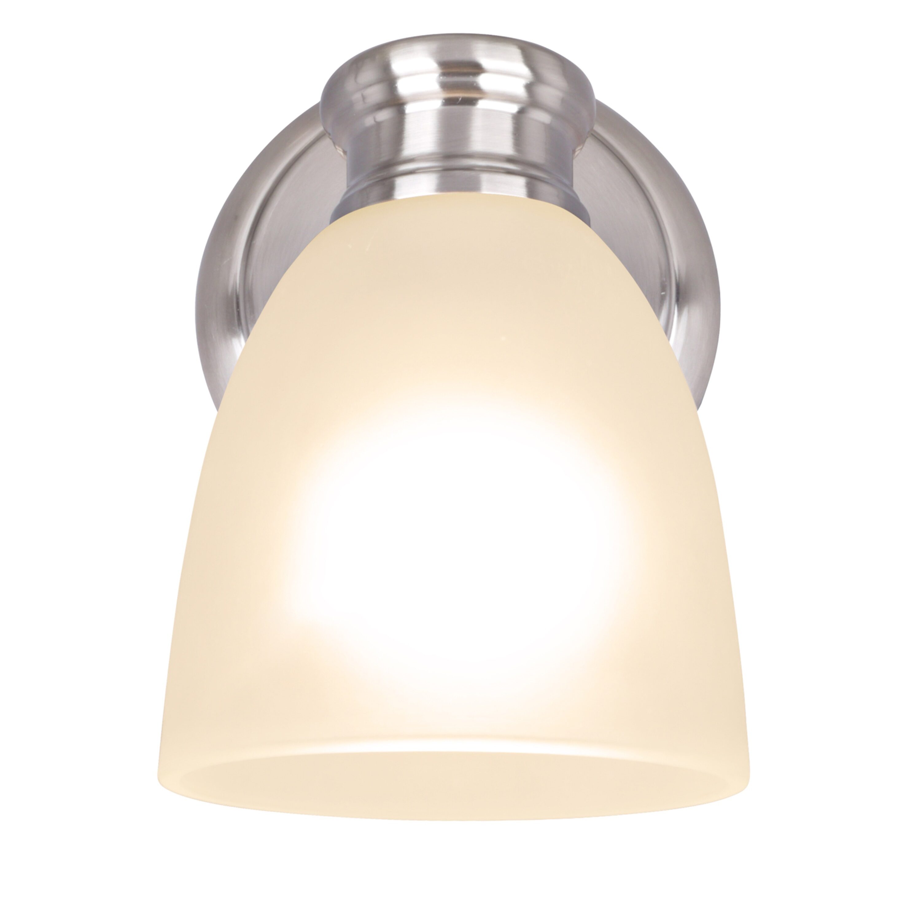 Satin Nickel Frosted Glass Outdoor Wall Sconce, 6" x 8.25"