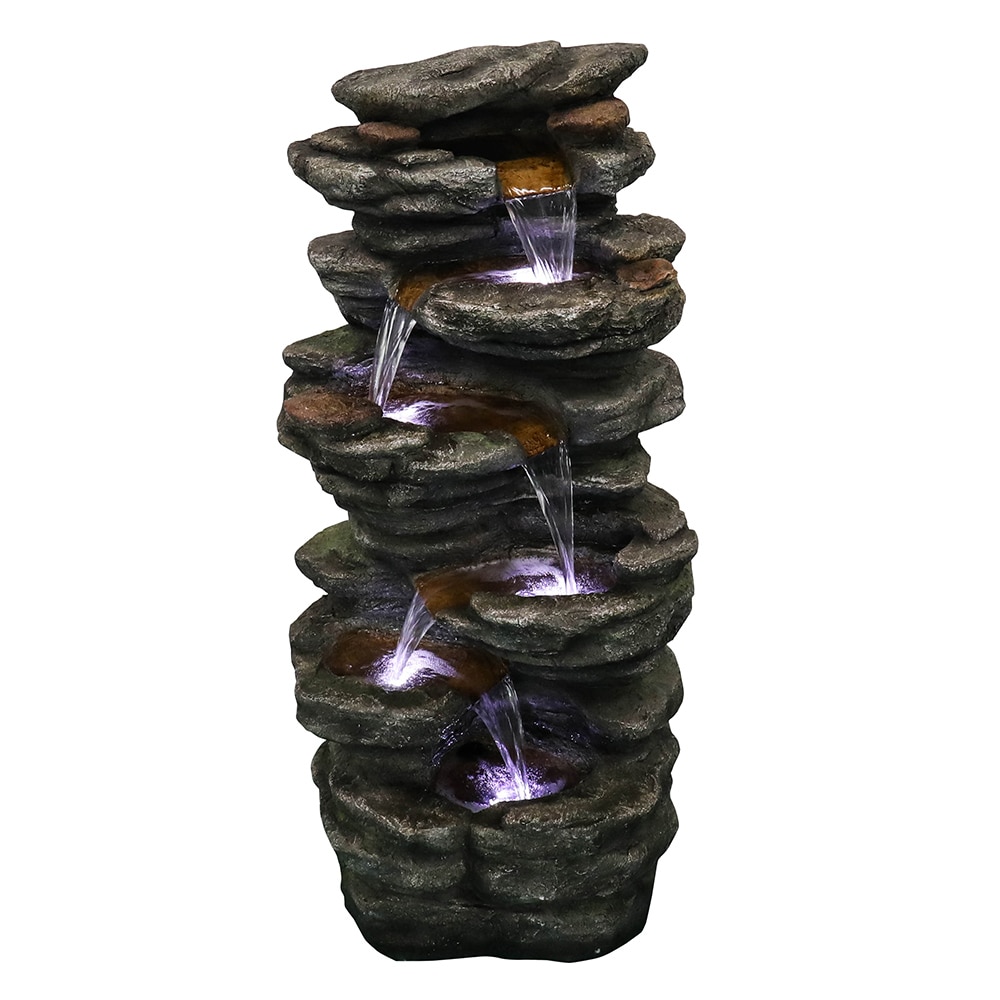 Watnature 40-in H Resin Electric Powered Rock Outdoor Fountain with Pump Included
