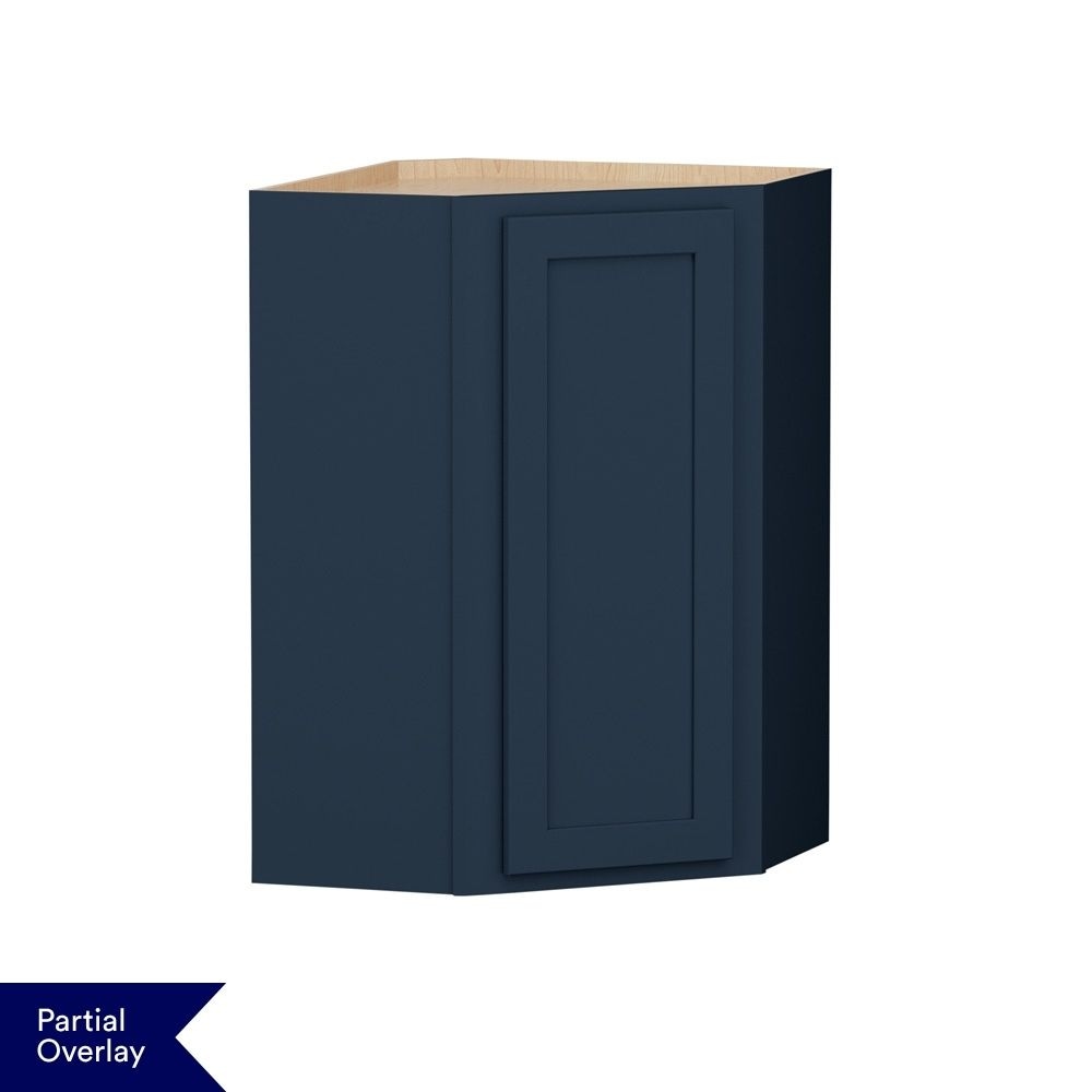 Shenandoah Breckenridge POL 24-in W x 36-in H x 12-in D Navy Painted Diagonal Corner Wall Fully Assembled Cabinet Recessed Panel Shaker