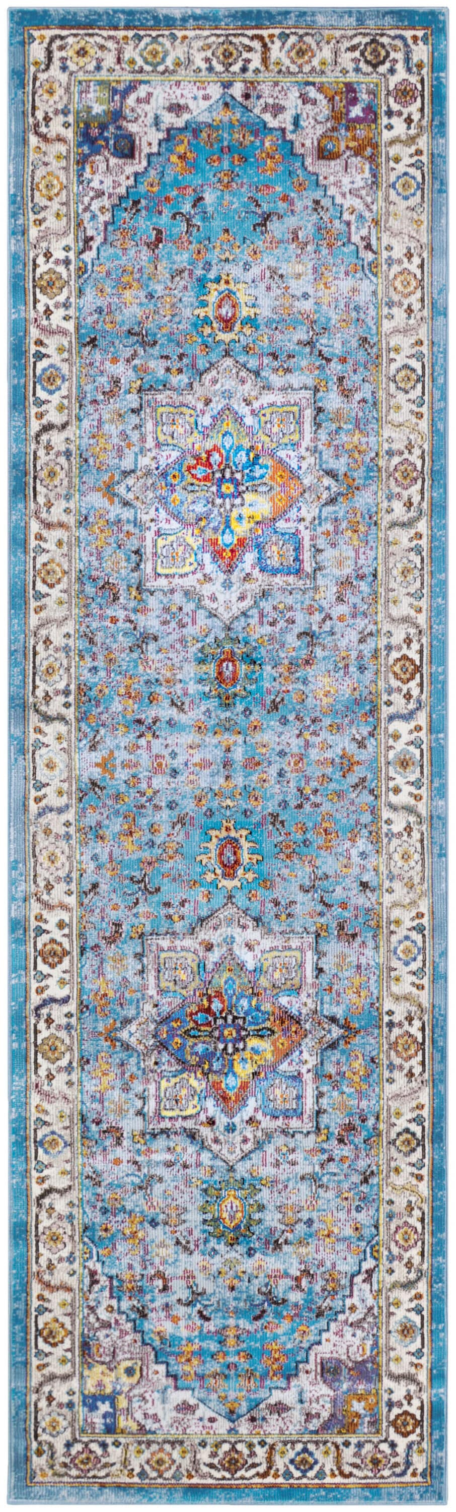 Couristan A1680273023076U Gypsy 2 X 7 (ft) Aqua Indoor Floral/Botanical Runner Rug