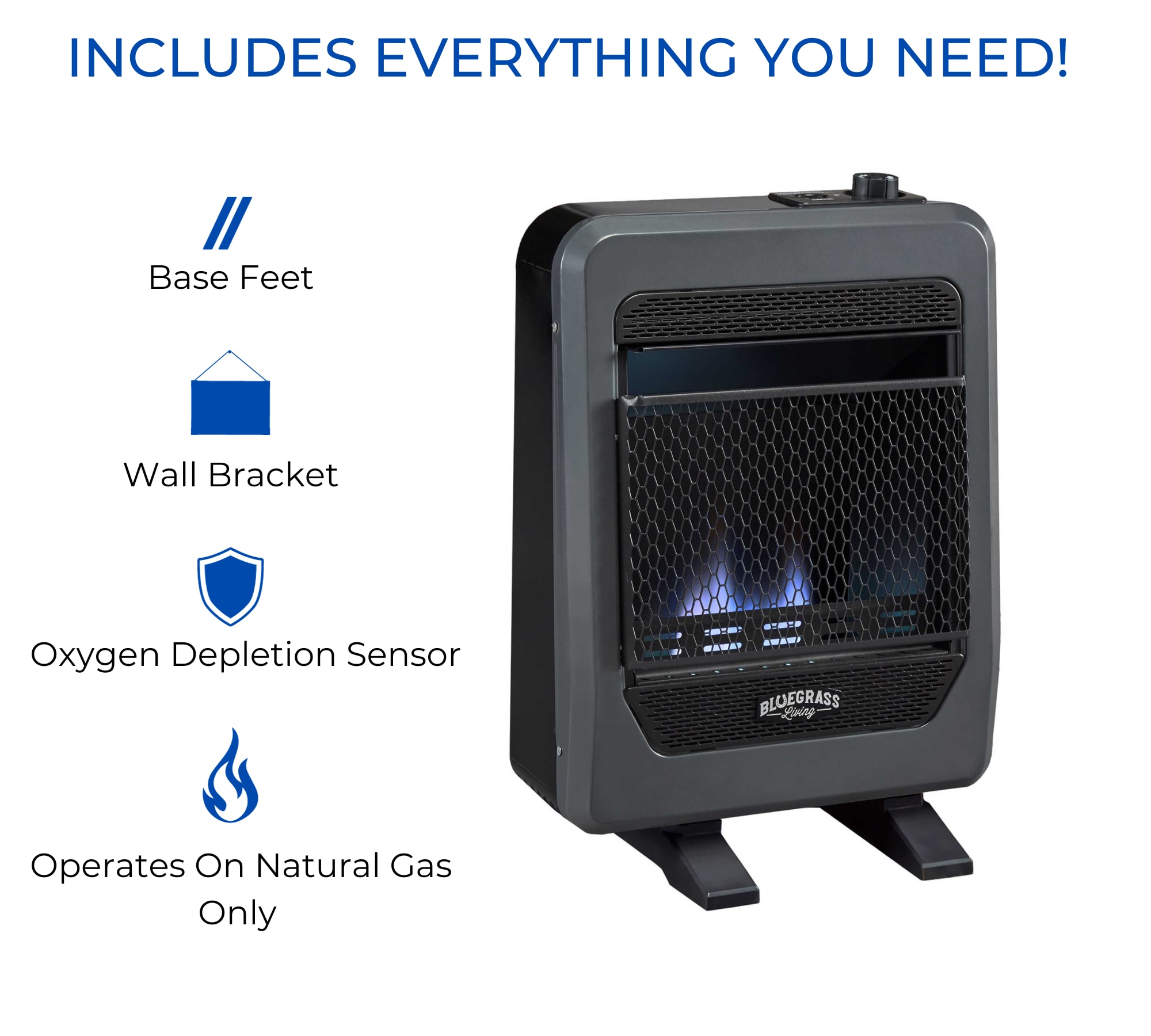 Bluegrass Living 10000-BTU Wall Or Floor-Mount Indoor Natural Gas Vent ...