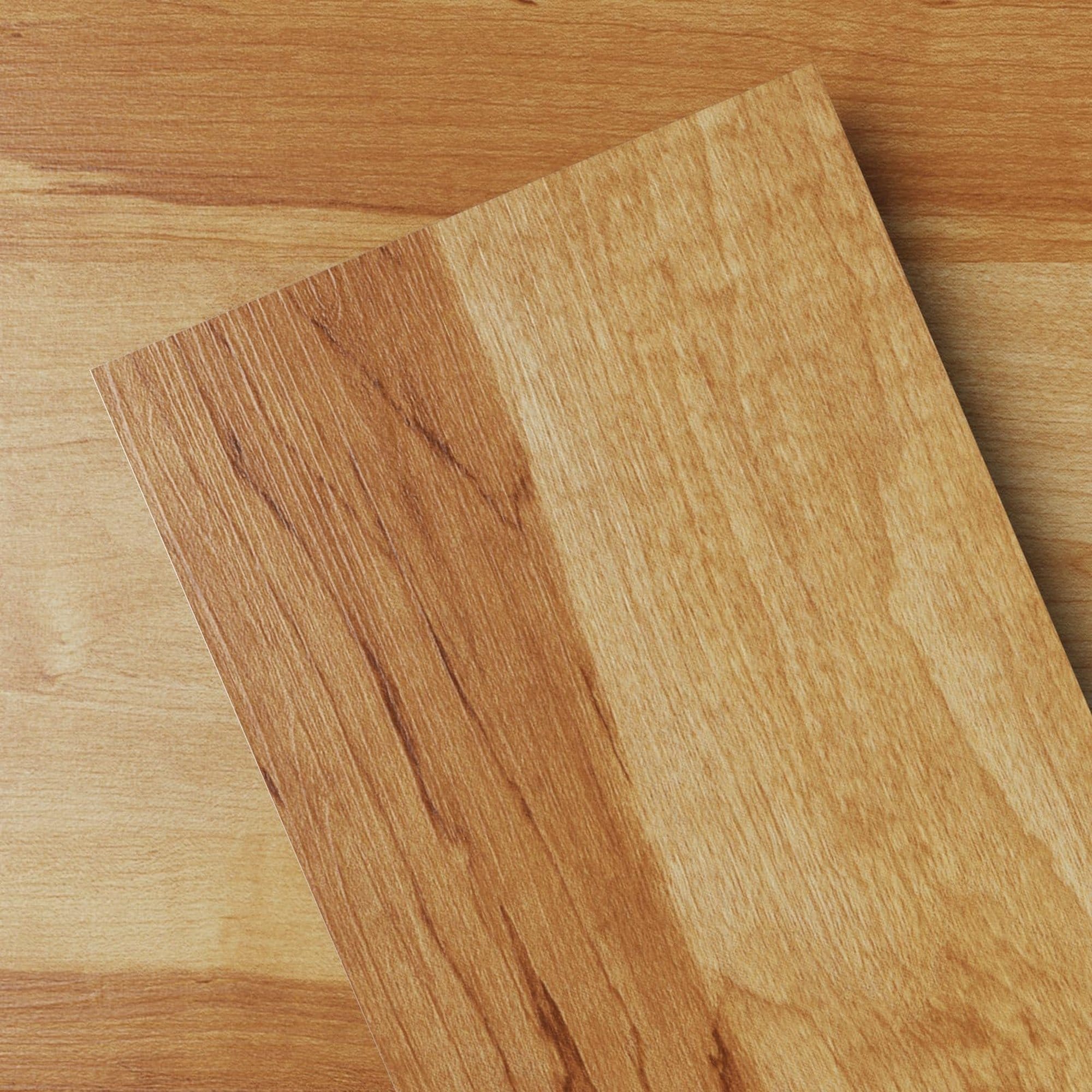 Numhew 6in x 35in 37-Pack Light Maple Wood Look Peel and Stick Vinyl Flooring