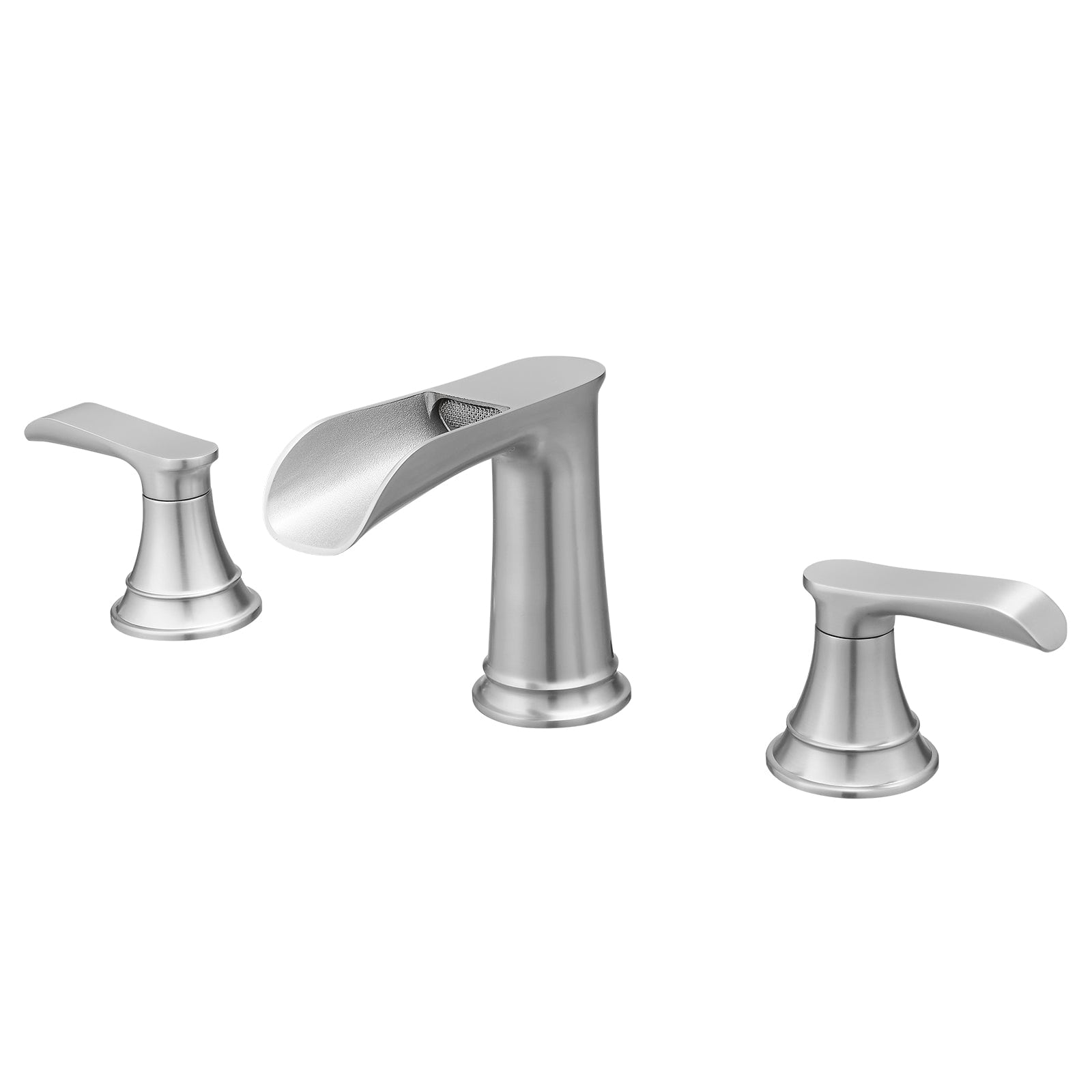 Boyel Living - Waterfall 8 Inch Widespread Double Handle Brass Bathroom Faucet with Pop Up Drain ...