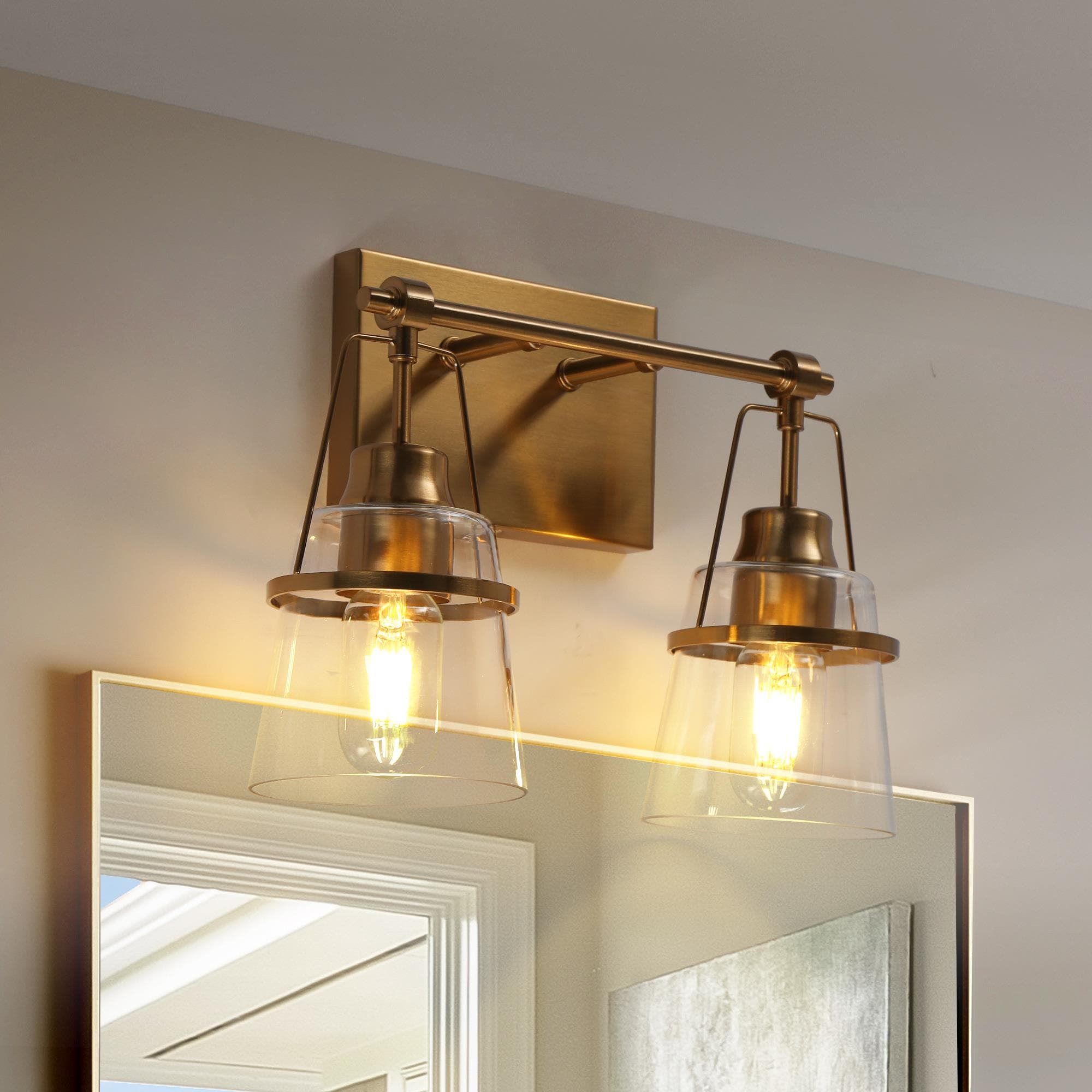 LNC L3UYZMZ54W2W8C Dendrophyllia 13-in 2 -Light Polished Gold Modern/contemporary Vanity light