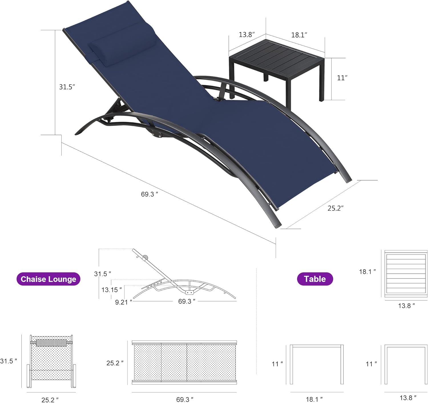 PURPLE LEAF LSMCLS01-RB-4PC Patio-Chairs - View #8