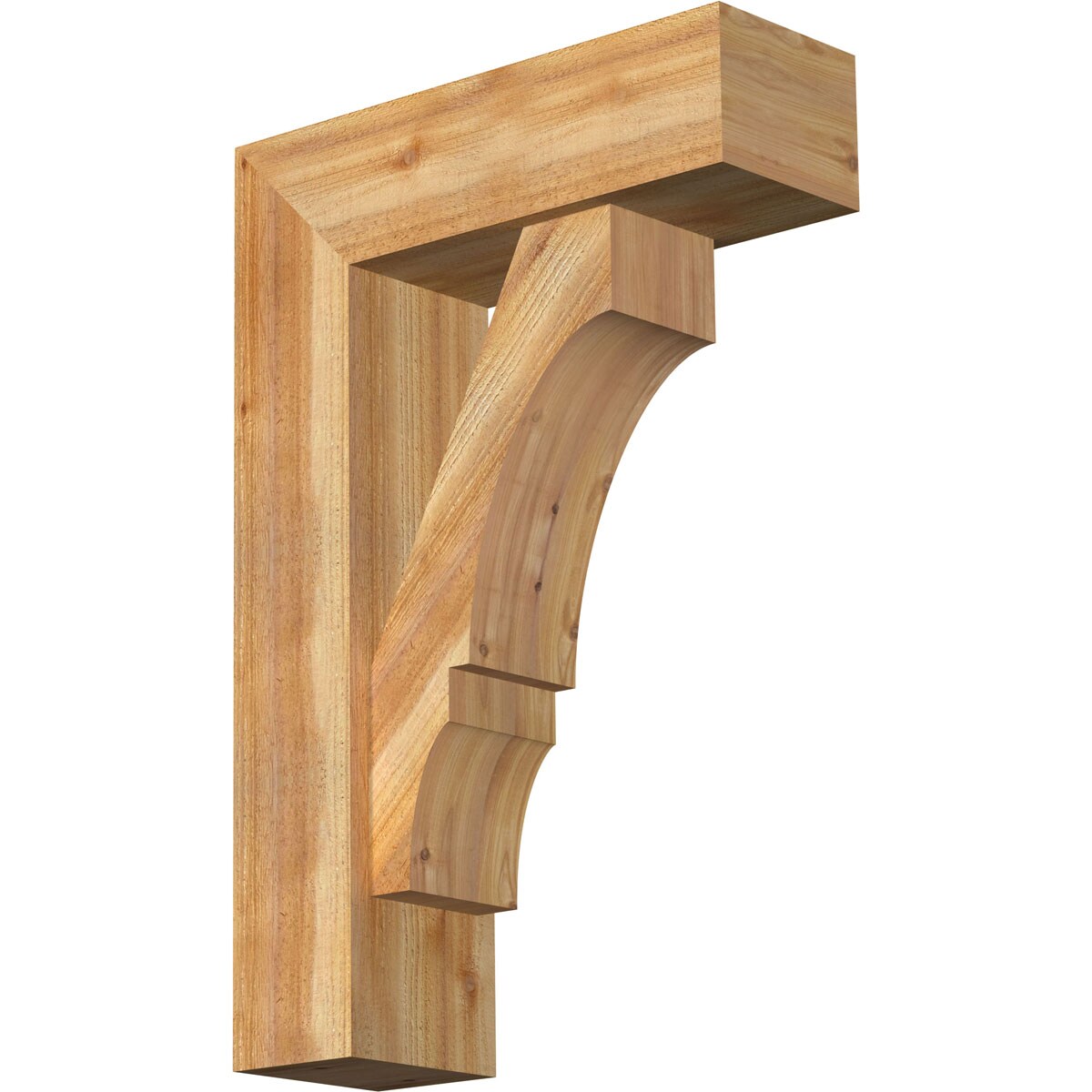 Ekena Millwork 1461877 Balboa Block Rough Sawn Bracket with Offset Brace 8-in x 24-in x 36-in Western red cedar Brown Wood Standard bracket