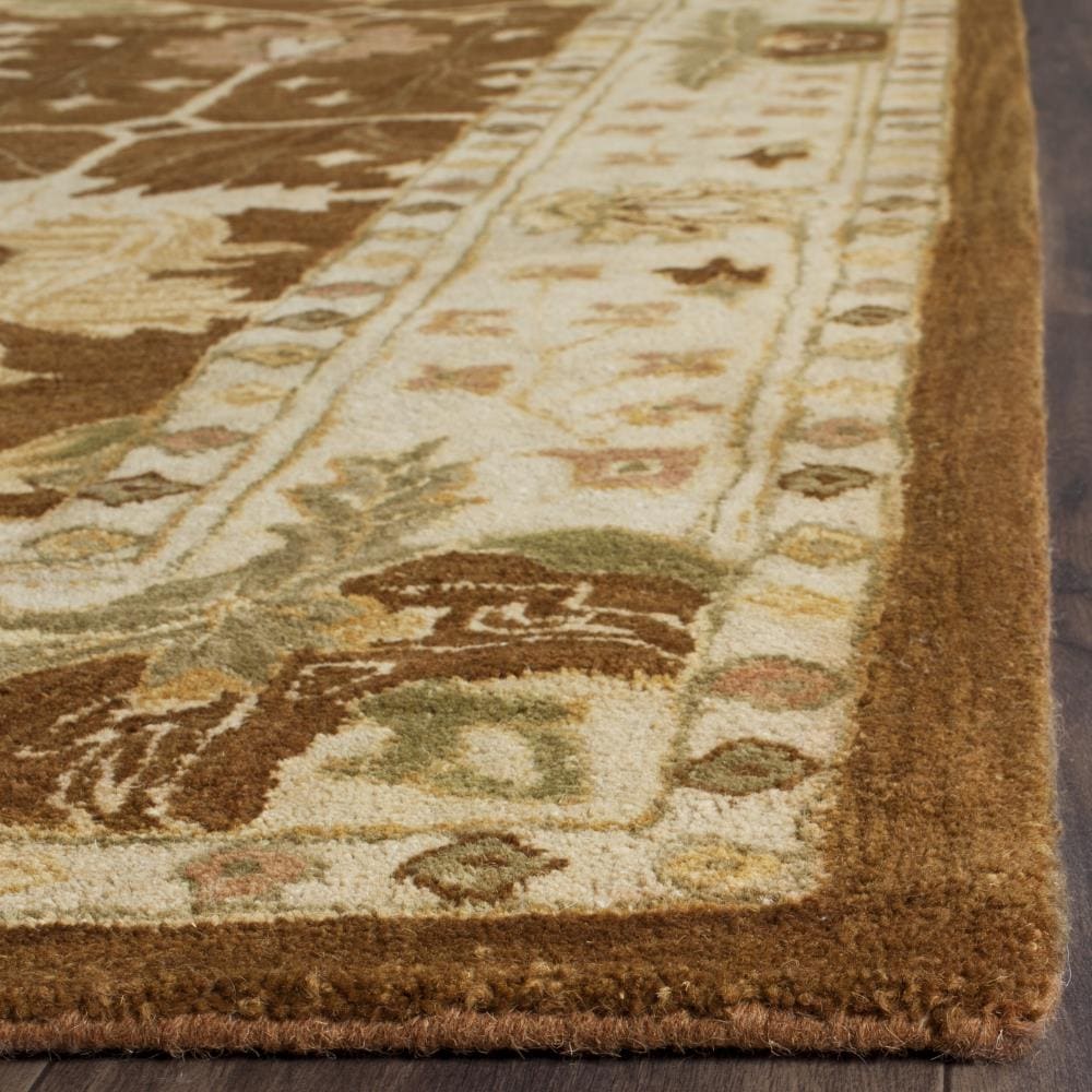 Heirloom Washable Hand-Tufted Wool Square Rug in Brown & Beige
