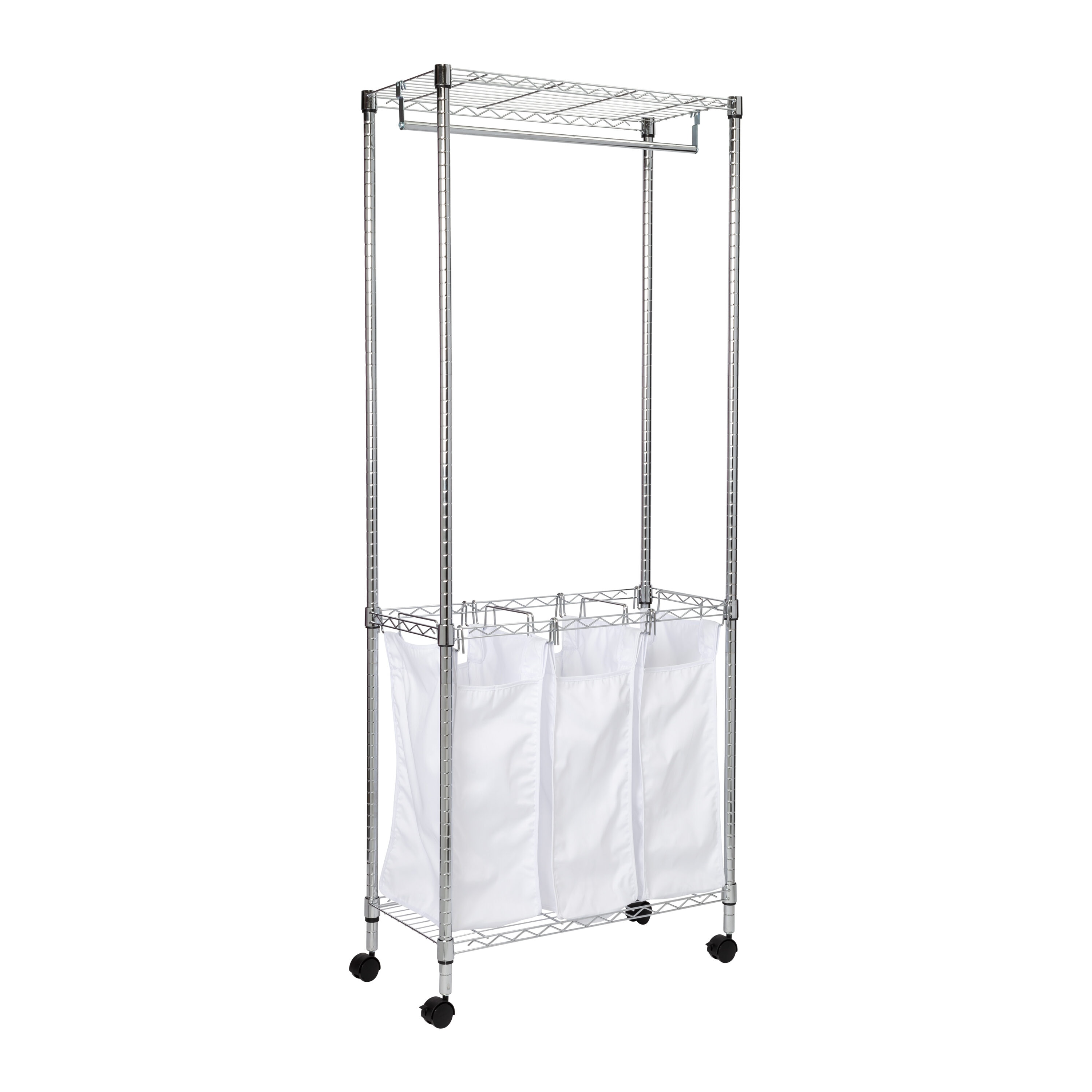 Organize It All Cotton 3-Compartment Sorter Laundry Cart in the