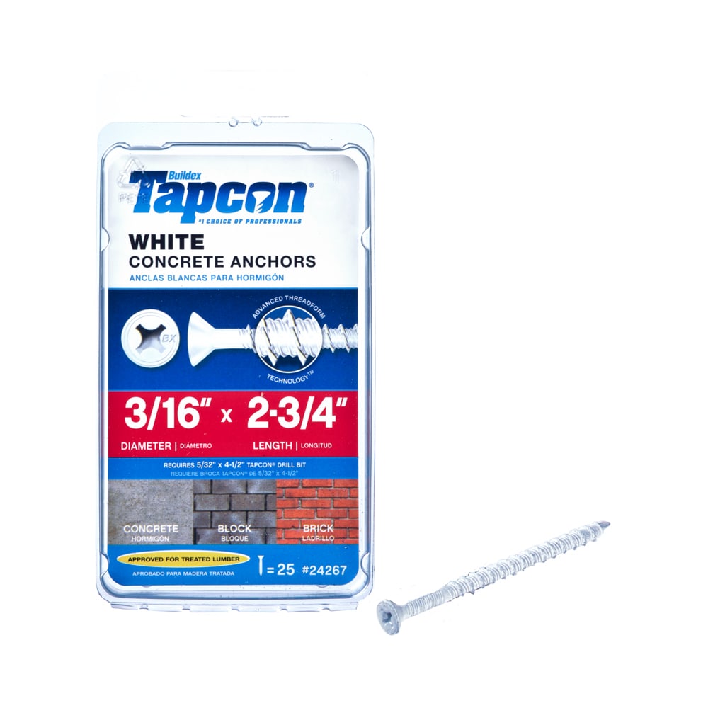 Tapcon 24267 3/16-in x 2-3/4-in Concrete Screws Anchors ( 25 -Pack)