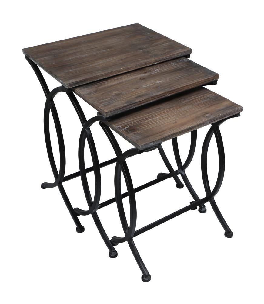 Cheung's FP-3154-3 Nesting Table 3-Piece Rustic Wood Fir Accent Table Set