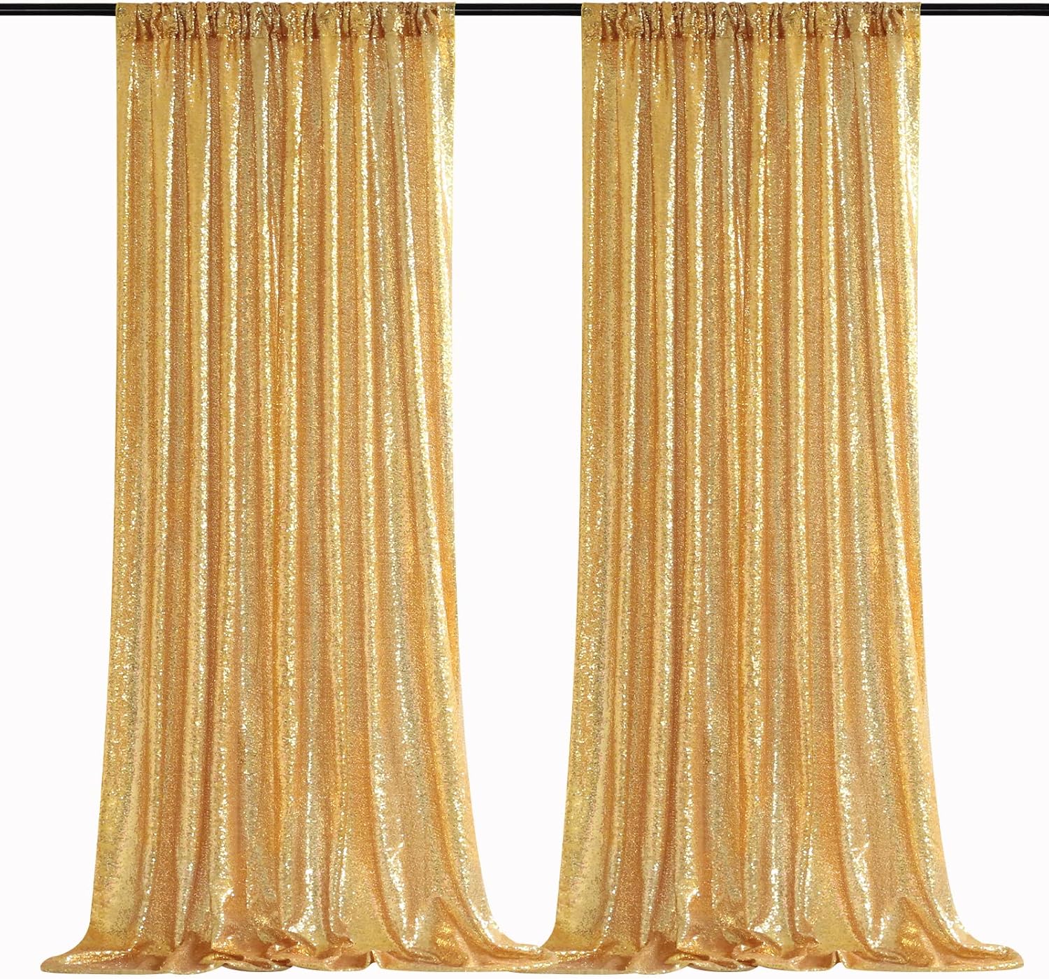 B-Cool B07S229RT7 Gold Sequin Backdrop Curtain 2 Packs 2ftx8ft Gold Curtains for Backdrop Gold Drapes for Parties Thanksgiving Christmas New Year Party Photography Stage Decorations