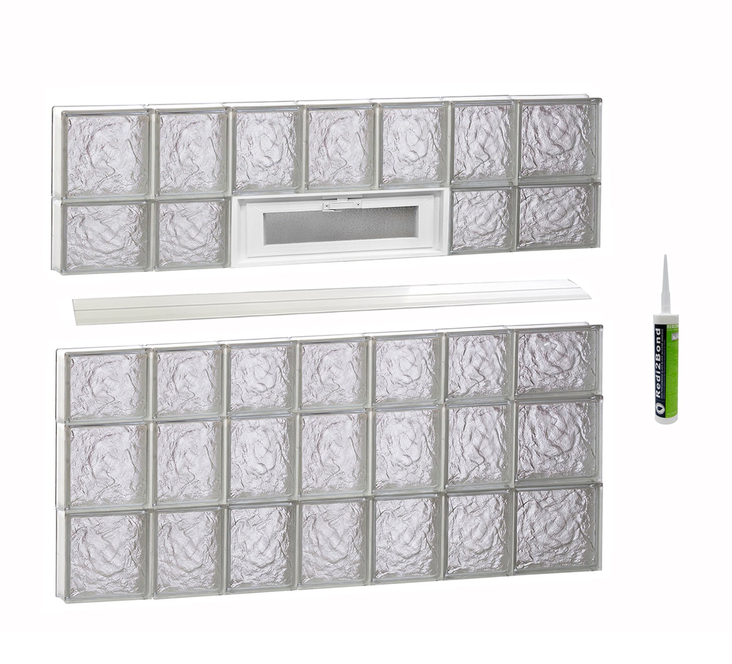 REDI2SET V4636IS Ice Glass 44-1/4-in x 34-3/4-in Frameless Replacement Vented Glass Block Window