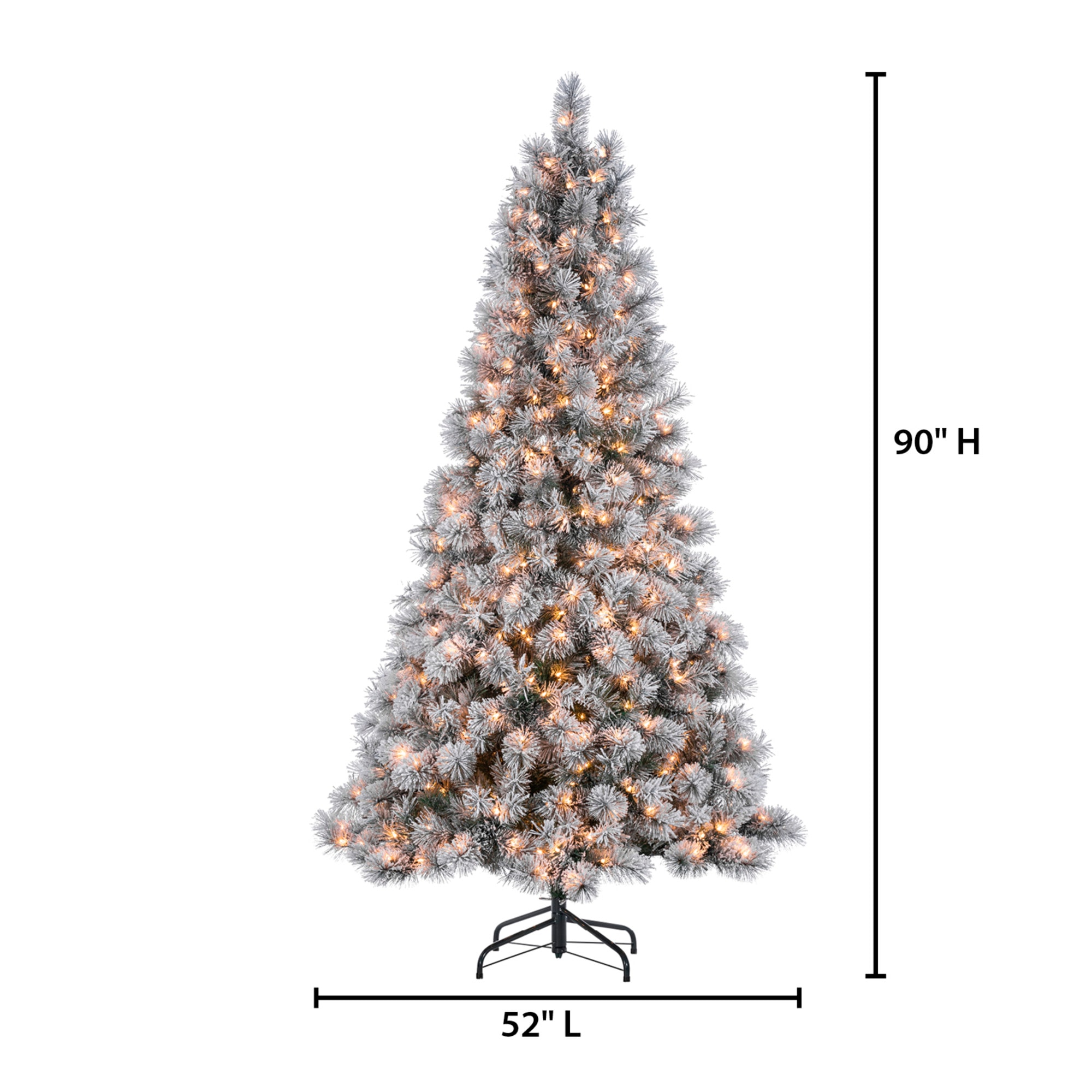 7.5 ft White Flocked Pine Christmas Tree with Clear Lights