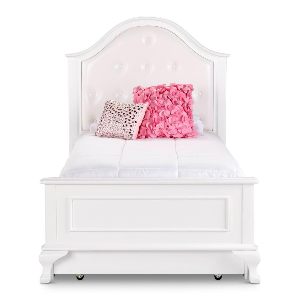 White Twin Faux Leather 3-Piece Bedroom Set with Chest and Nightstand