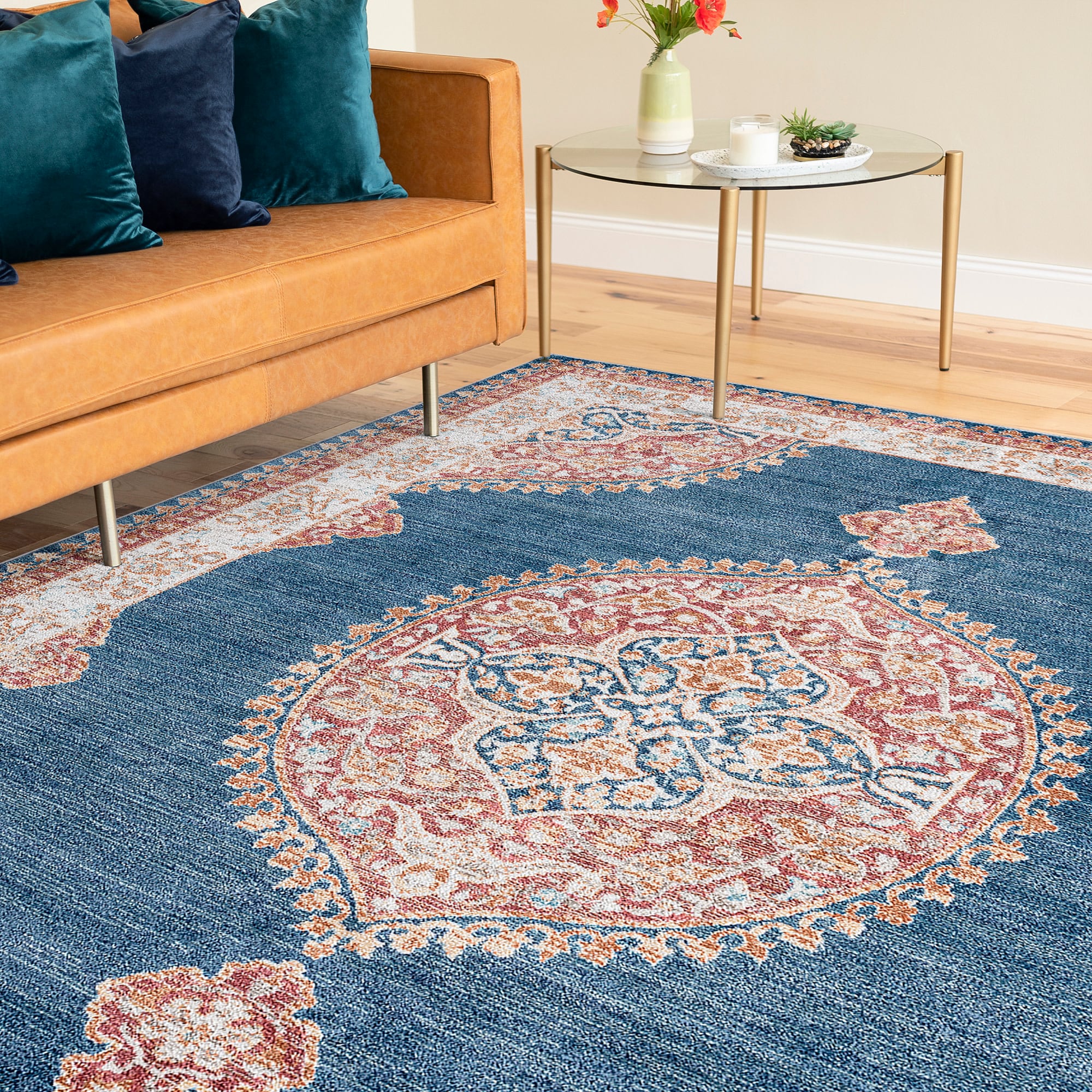 Tayse GRD6107 9X12 Garden 9 x 12 (ft) Loomed Polypropylene Navy Rectangular Indoor Area rug