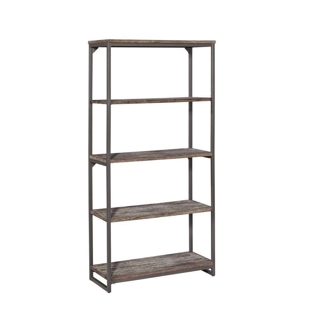 Home Styles Barn Side Metro Driftwood Metal 5-Shelf Bookcase (38-in W x ...