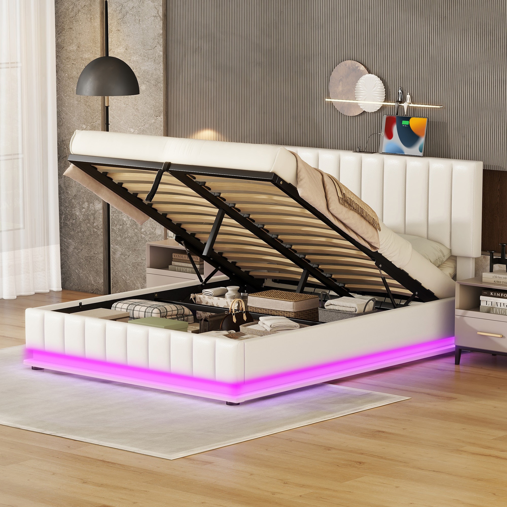 ModernLuxe L-SF000032AAK White Queen Wood Platform Bed
