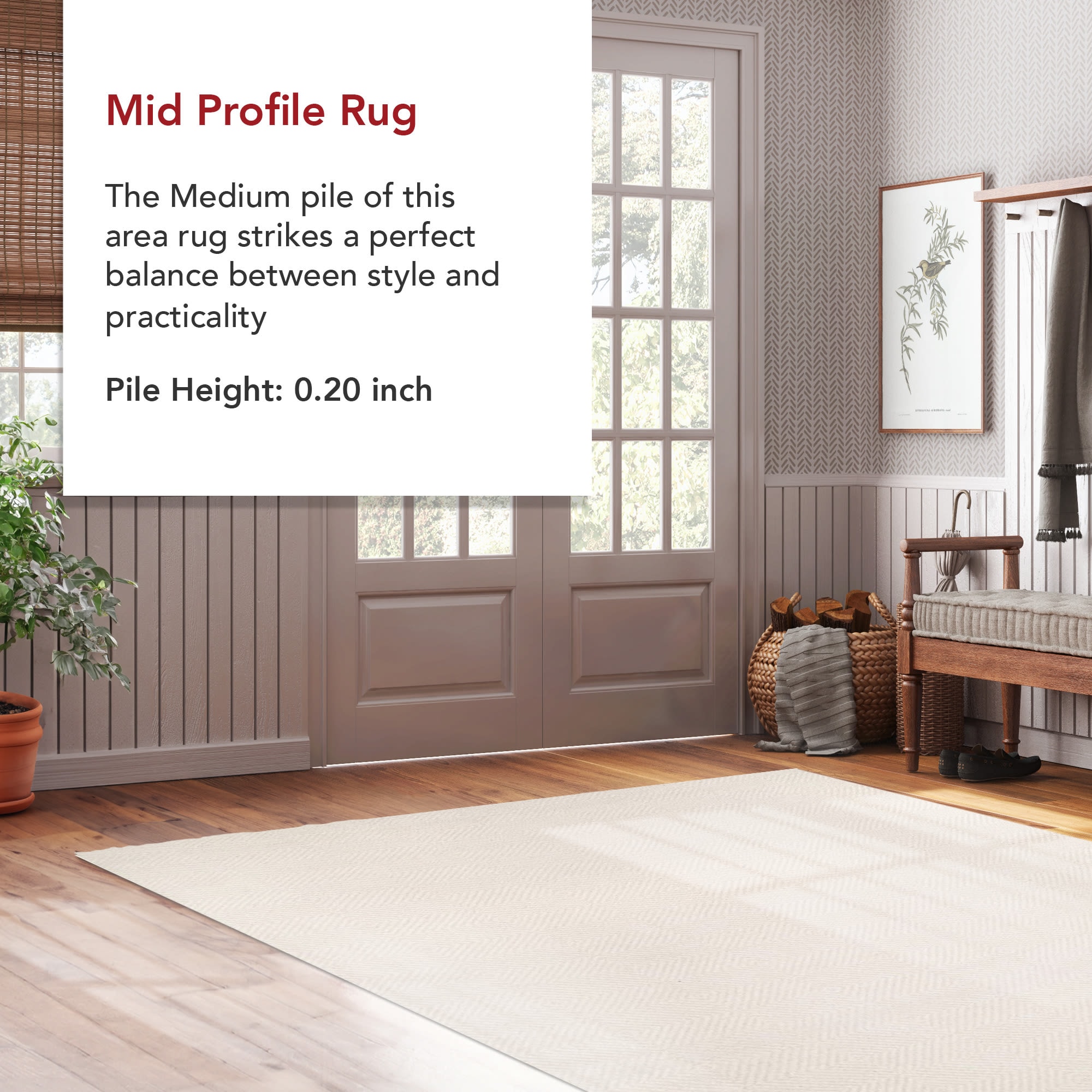 Cream Geometric Tufted Wool Area Rug, 5' x 8'