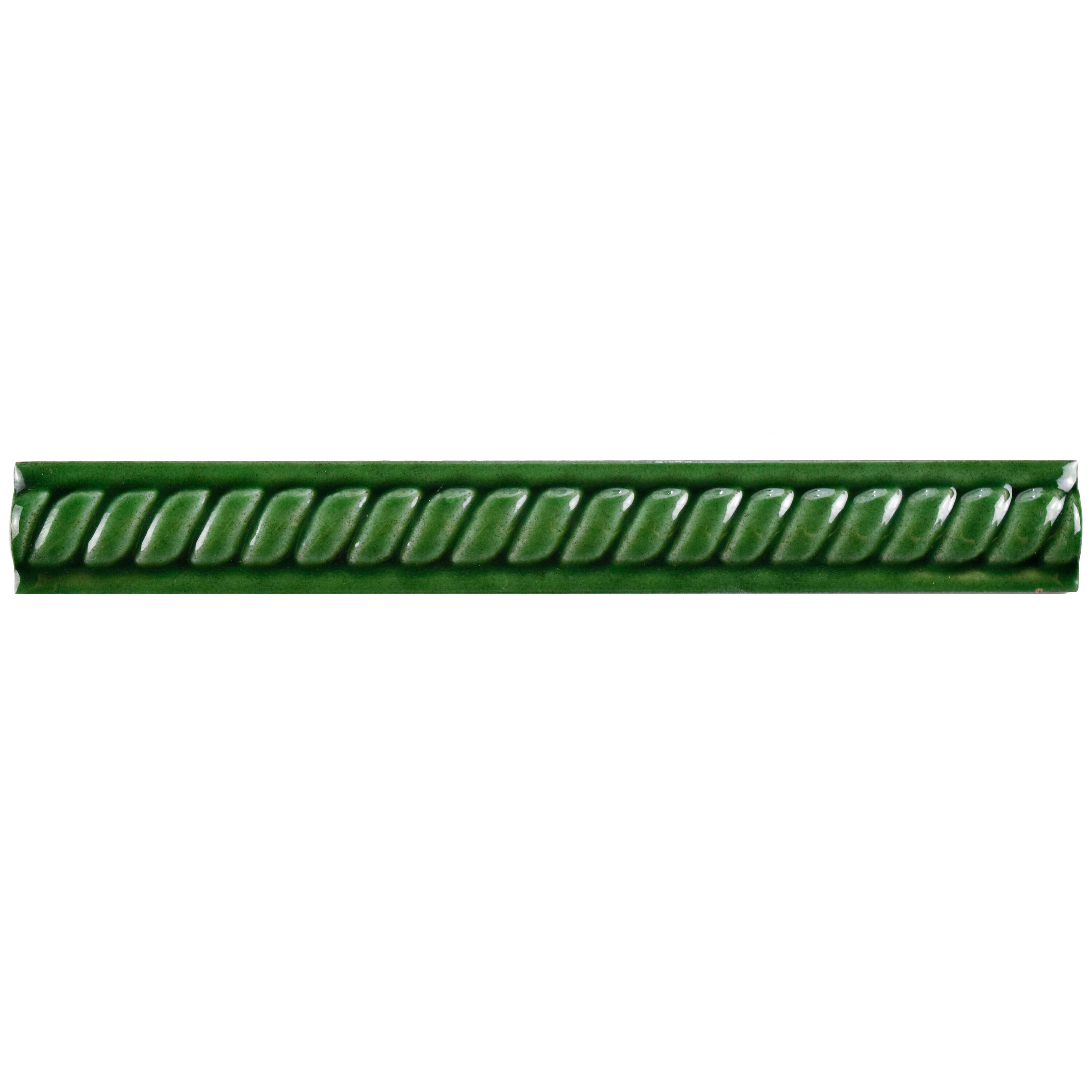 Affinity Tile WAT8TVM Trenza Moldura Verde 1-in x 8-in Glossy Ceramic Pencil Tile ( 0.72-sq ft / Carton ) 12 -Pack