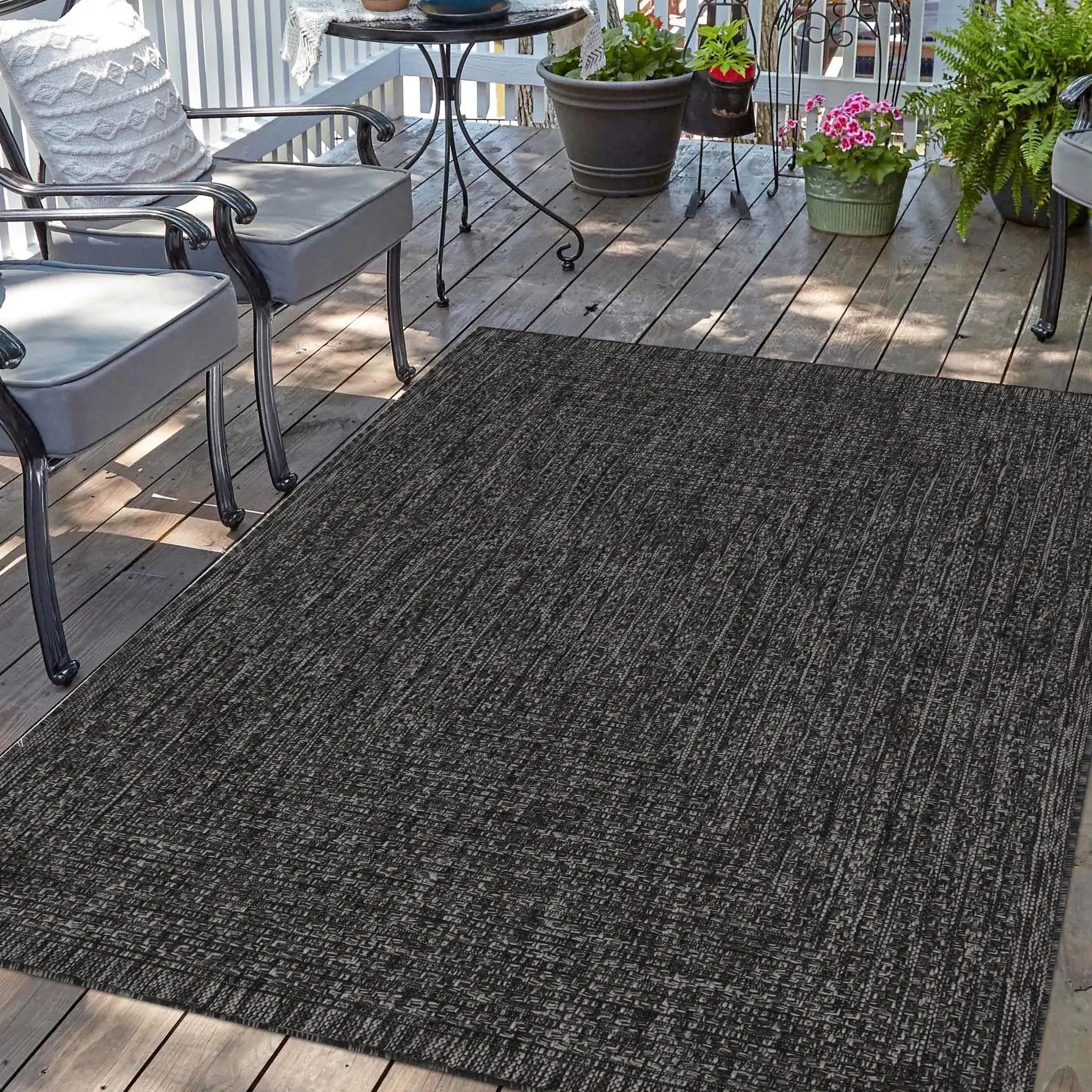 Playa Rug PLY-VIO-BLK-9X12 9 x 12 (ft) Sisal Viola-Black Rectangular Indoor/Outdoor Solid Area rug