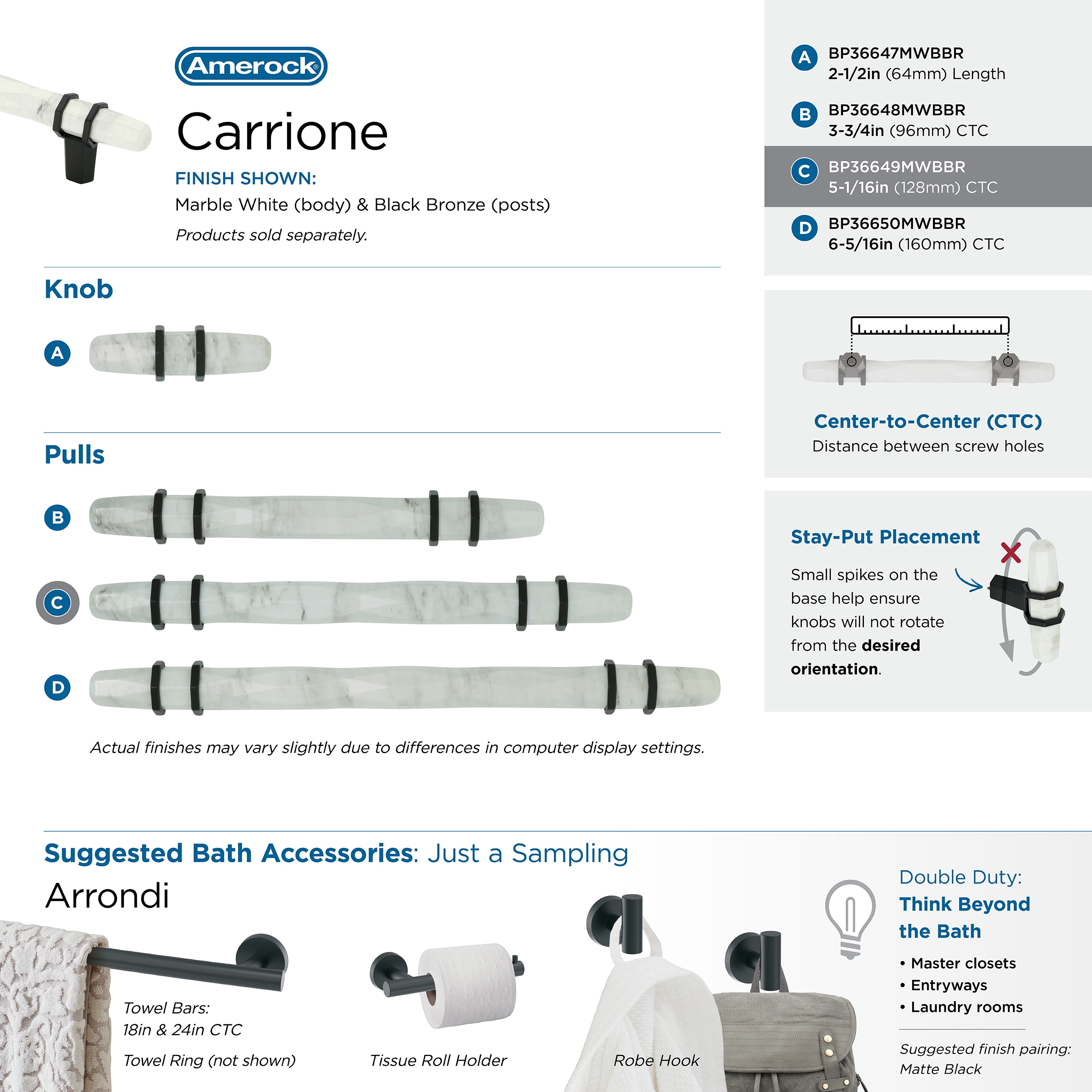 Amerock BP36649MWBBR Cabinet-Pulls - View #10