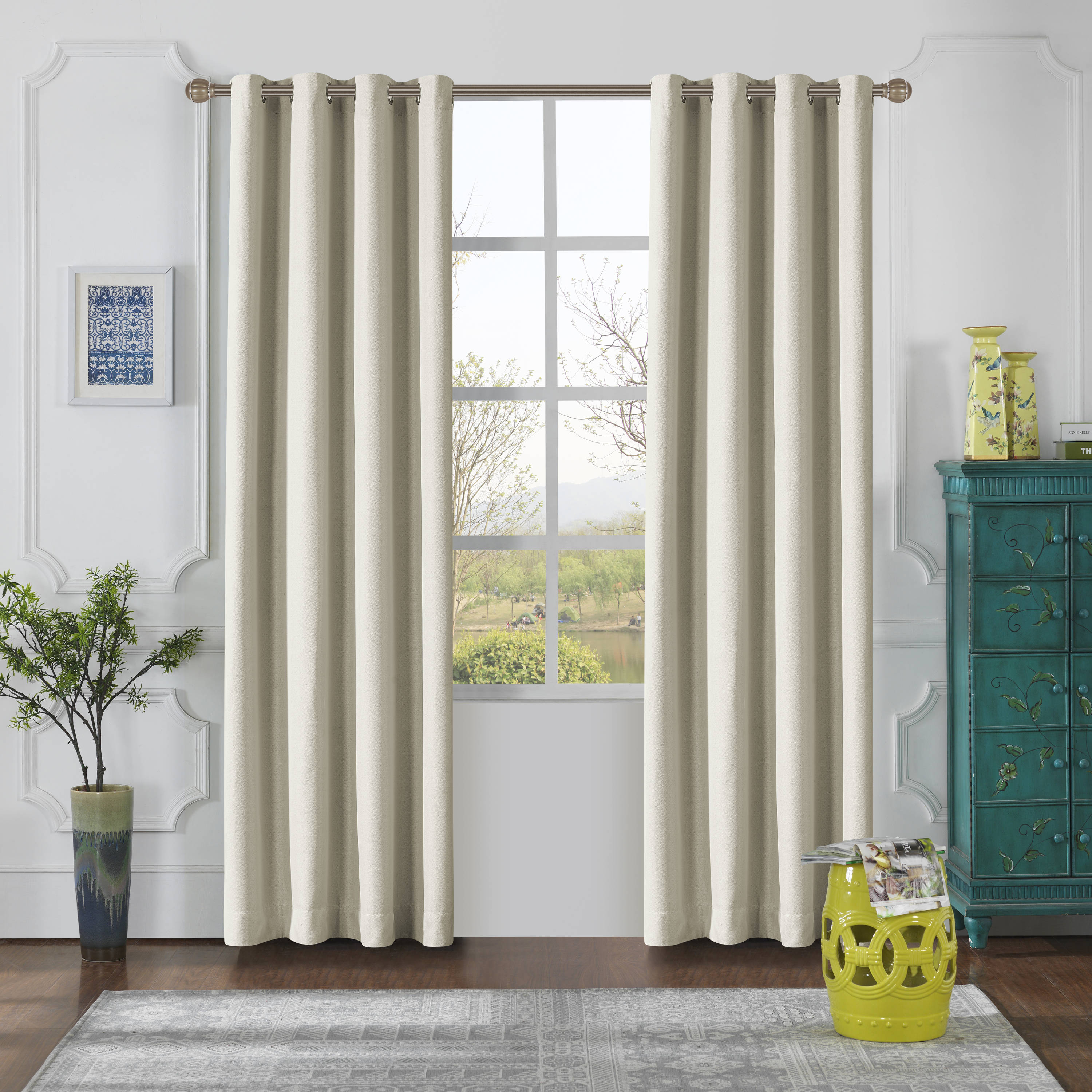  ODYSSEY-130-TD 130-Inches Turtle Dove Room darkening Grommet Single curtain panel
