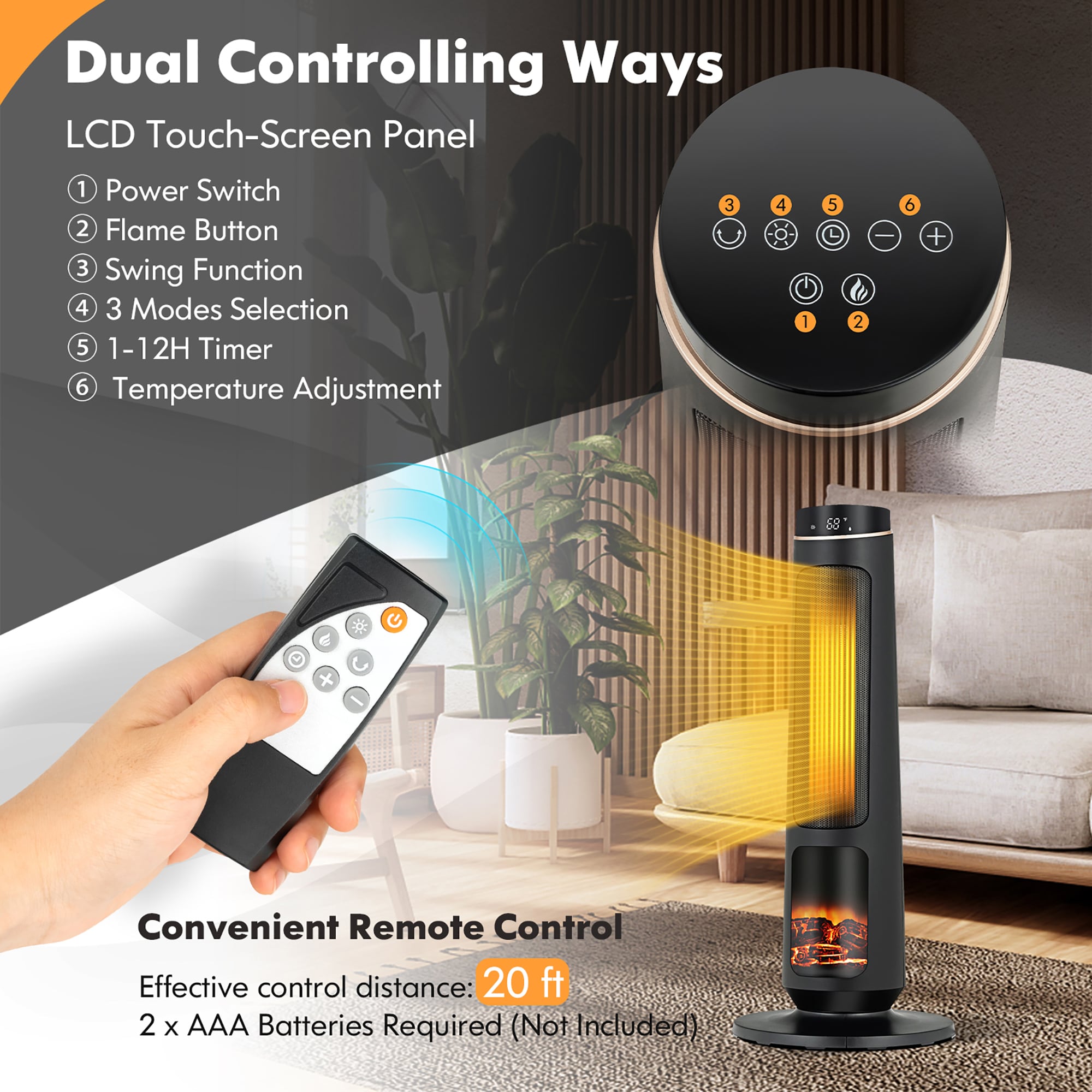 Goplus EP25390US-BK Portable-Electric-Heat - View #8