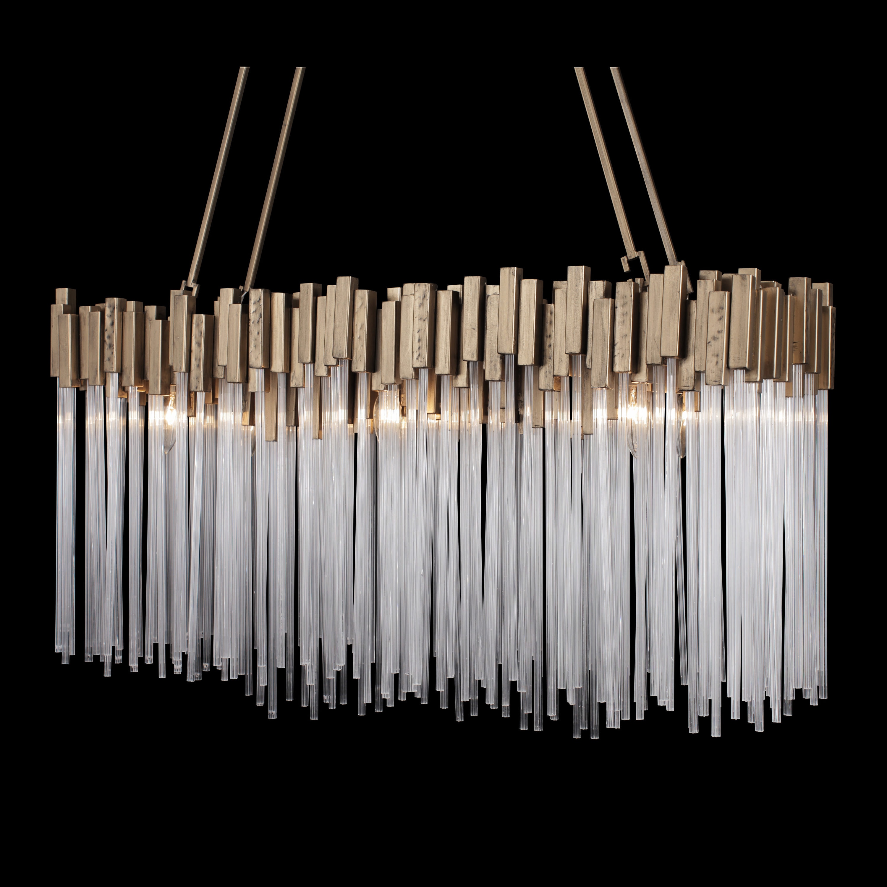 Studio 54 Glam 6-Light Linear Pendant in Havana Gold with Hammered Accents