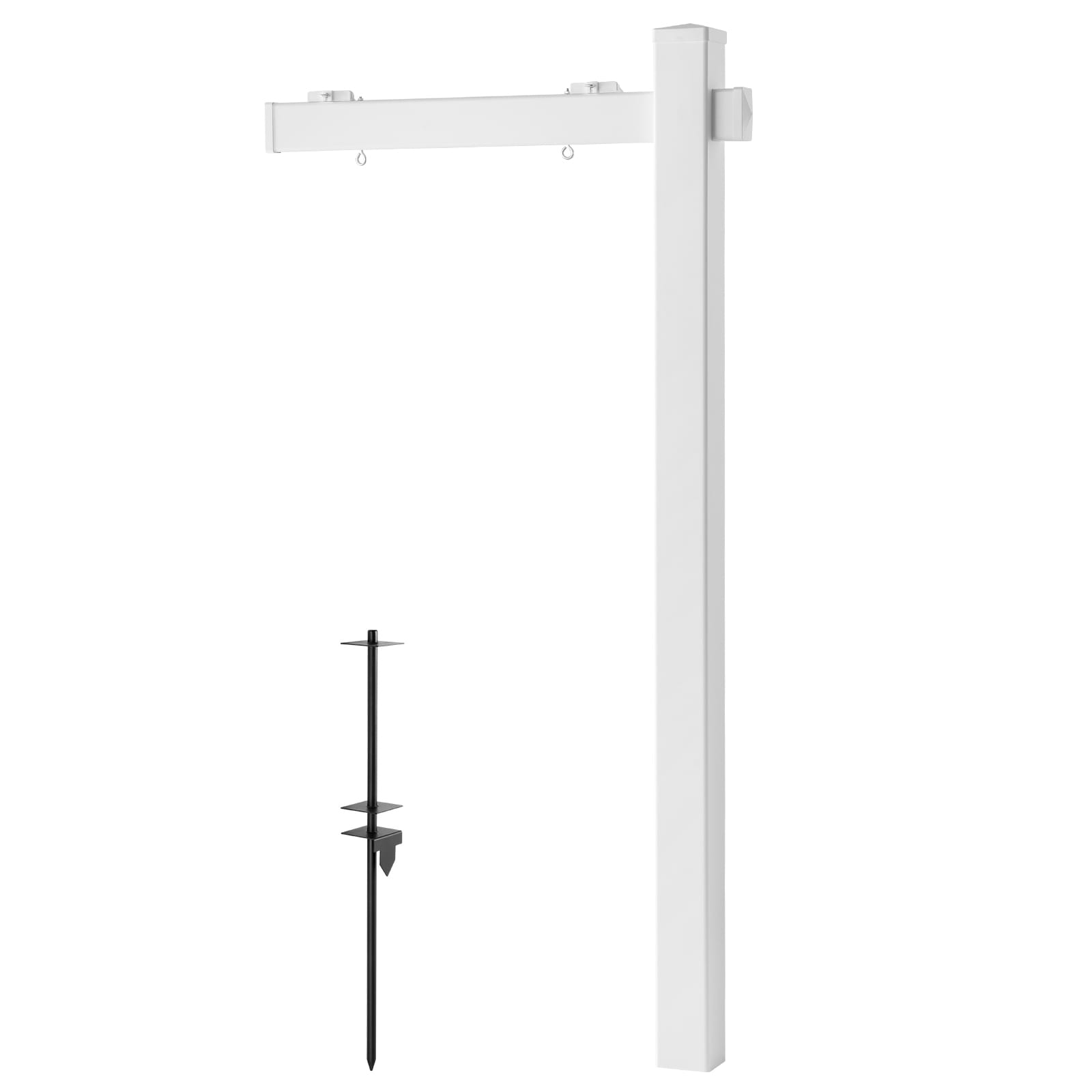 GIVIMO 6-ft Real Estate Sign Post Kit PVC Realtor Yard Sign Holder with 36-in Crossbar Holds 24-in Signs Carbon-Steel Anchor for Open House Yard and Road in White