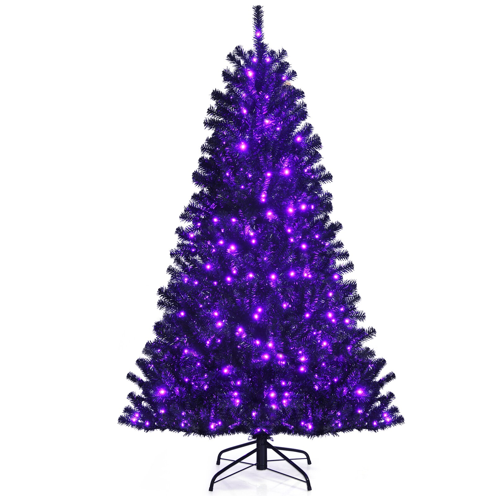 WELLFOR 6-ft Pine Pre-lit Purple Artificial Christmas Tree with LED Lights  in the Artificial Christmas Trees department at